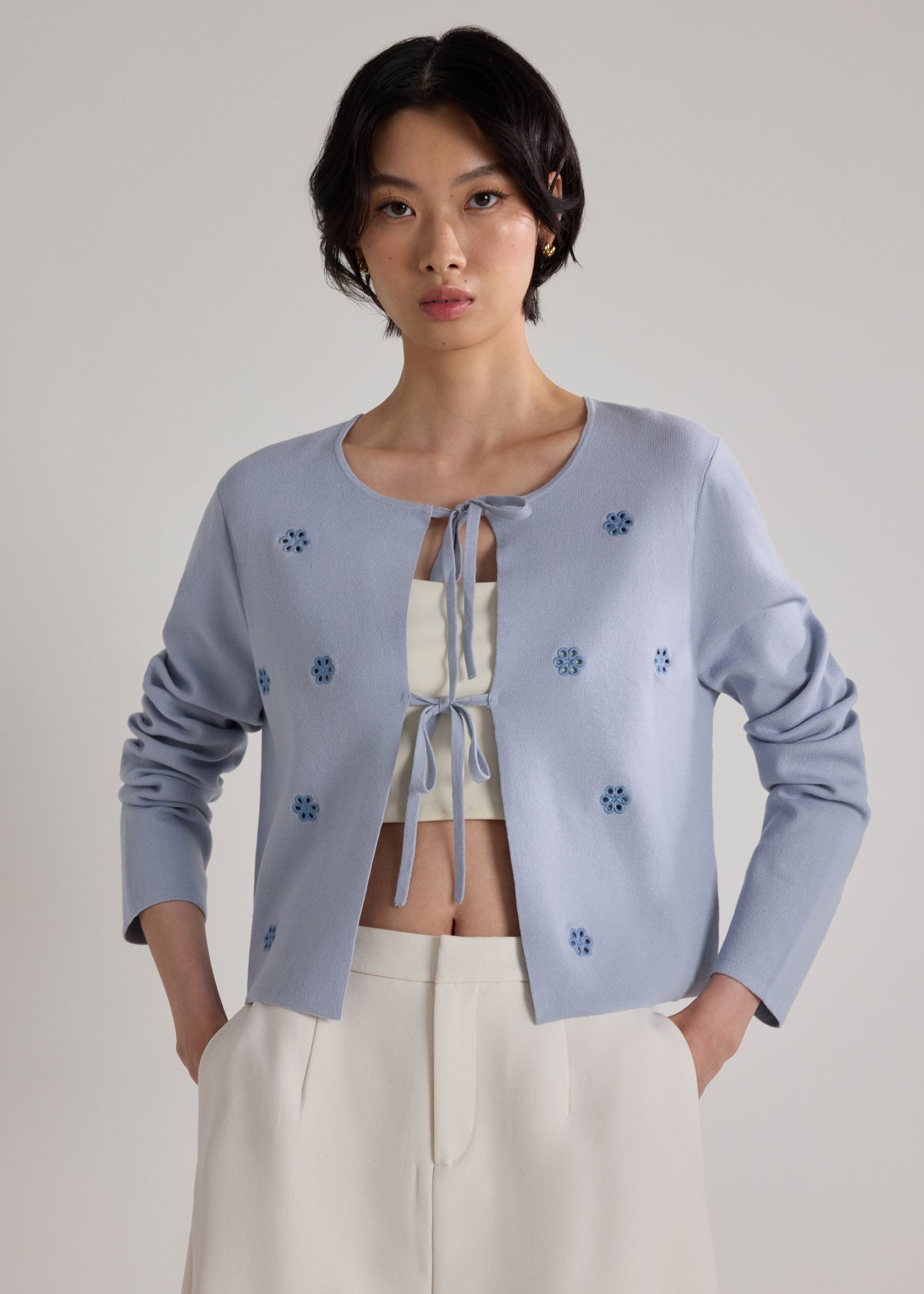 Floral Eyelet Knit Cardigan - Image 11