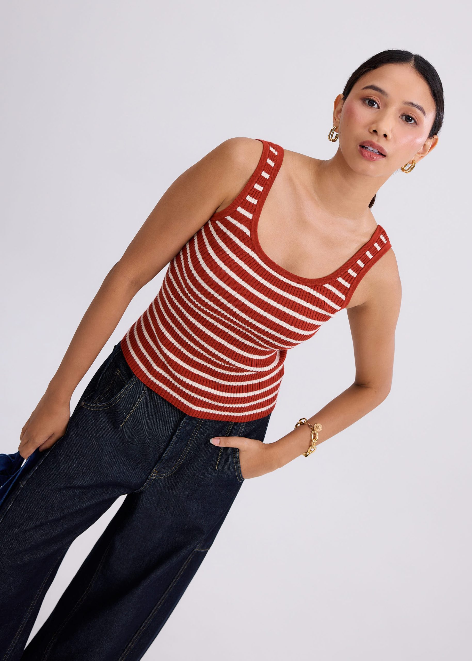 Katya Ribbed Knit Square Neck Tank Top - Image 13