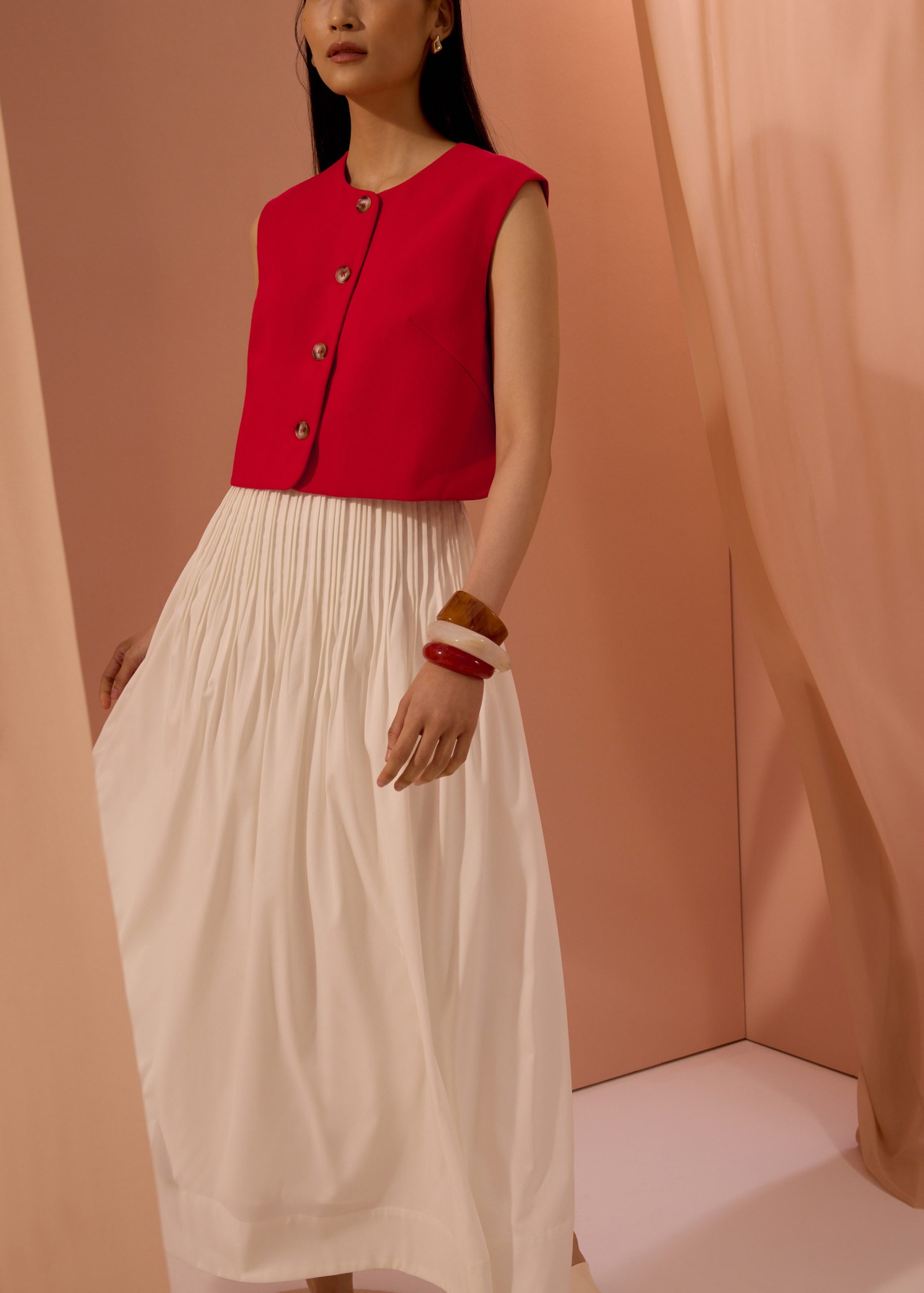 Kate High Waist Pintuck Flare Maxi Skirt - Image 5