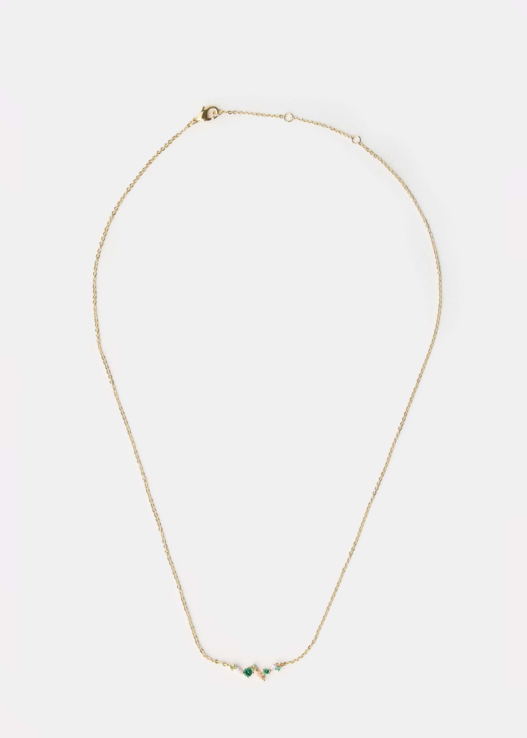 14K Gold Plated Rhinestone Bar Necklace - Image 3