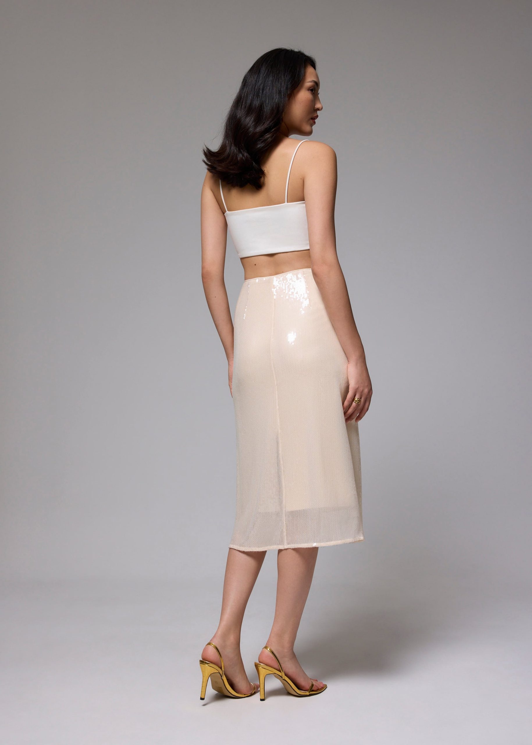 Sequin High Waist Column Midi Skirt - Image 6