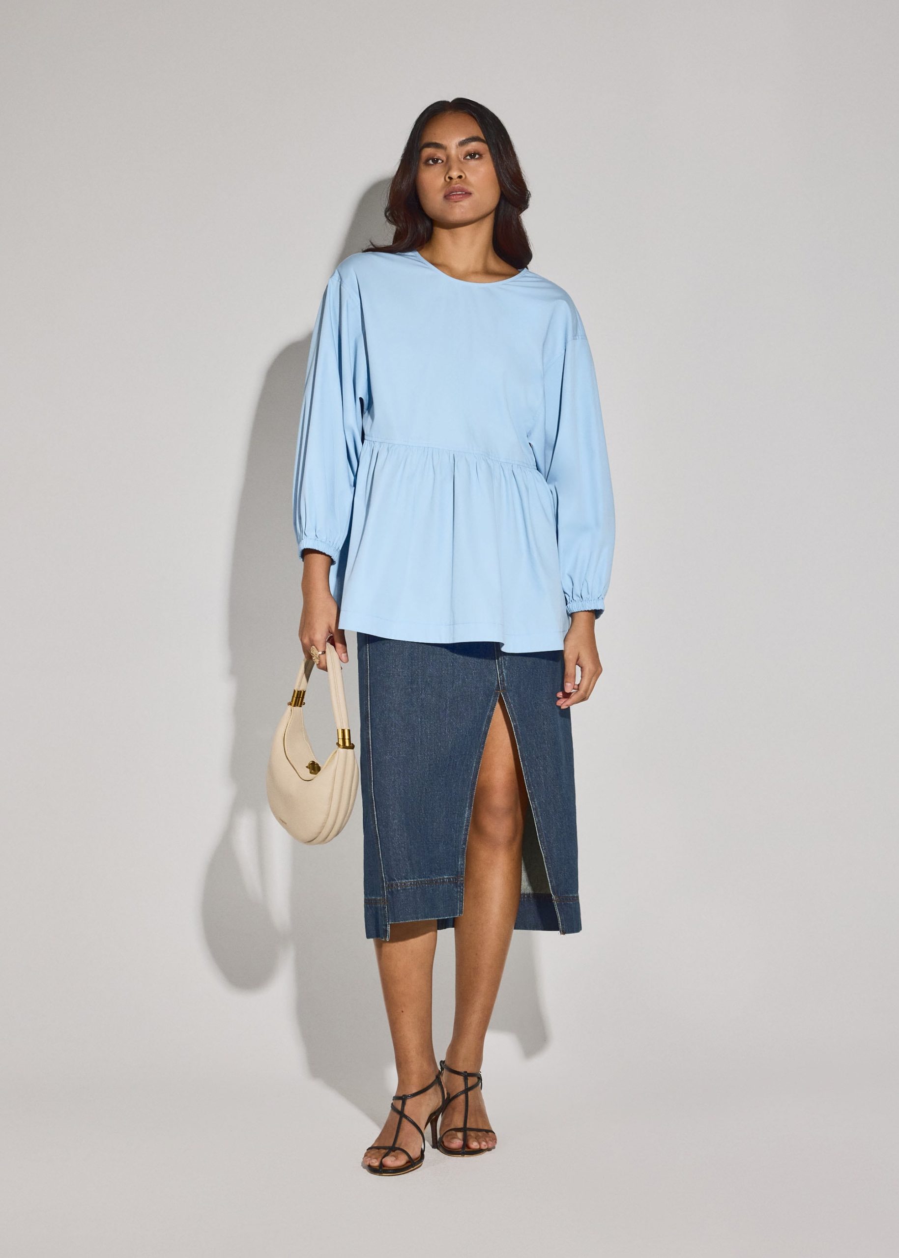 Round Neck Peplum Long Top - Image 5