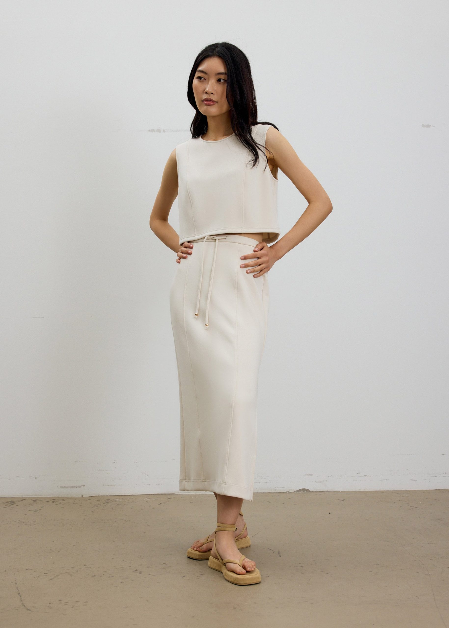 Neoprene High Waist Column Midaxi Skirt - Image 5