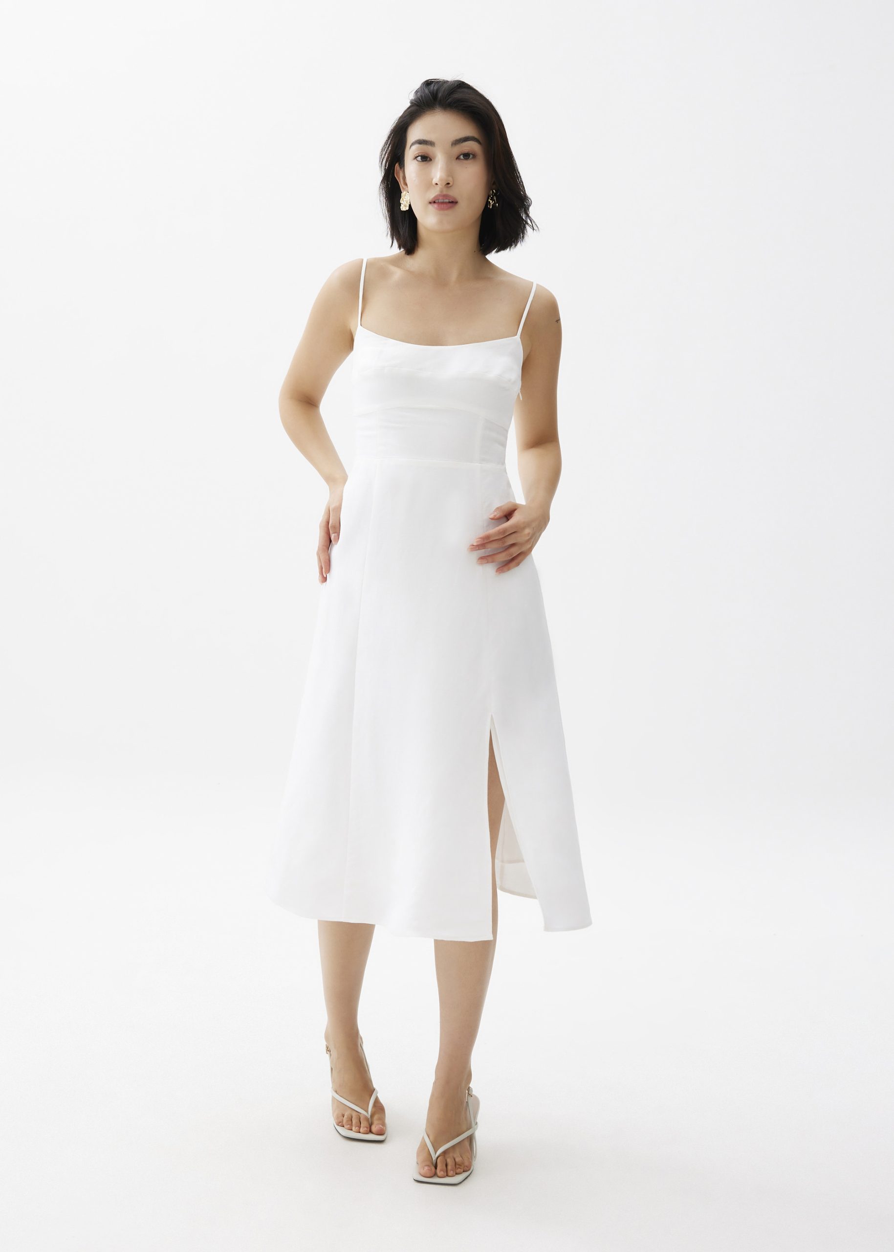 Emi Linen Fit & Flare Midi Dress - Image 9