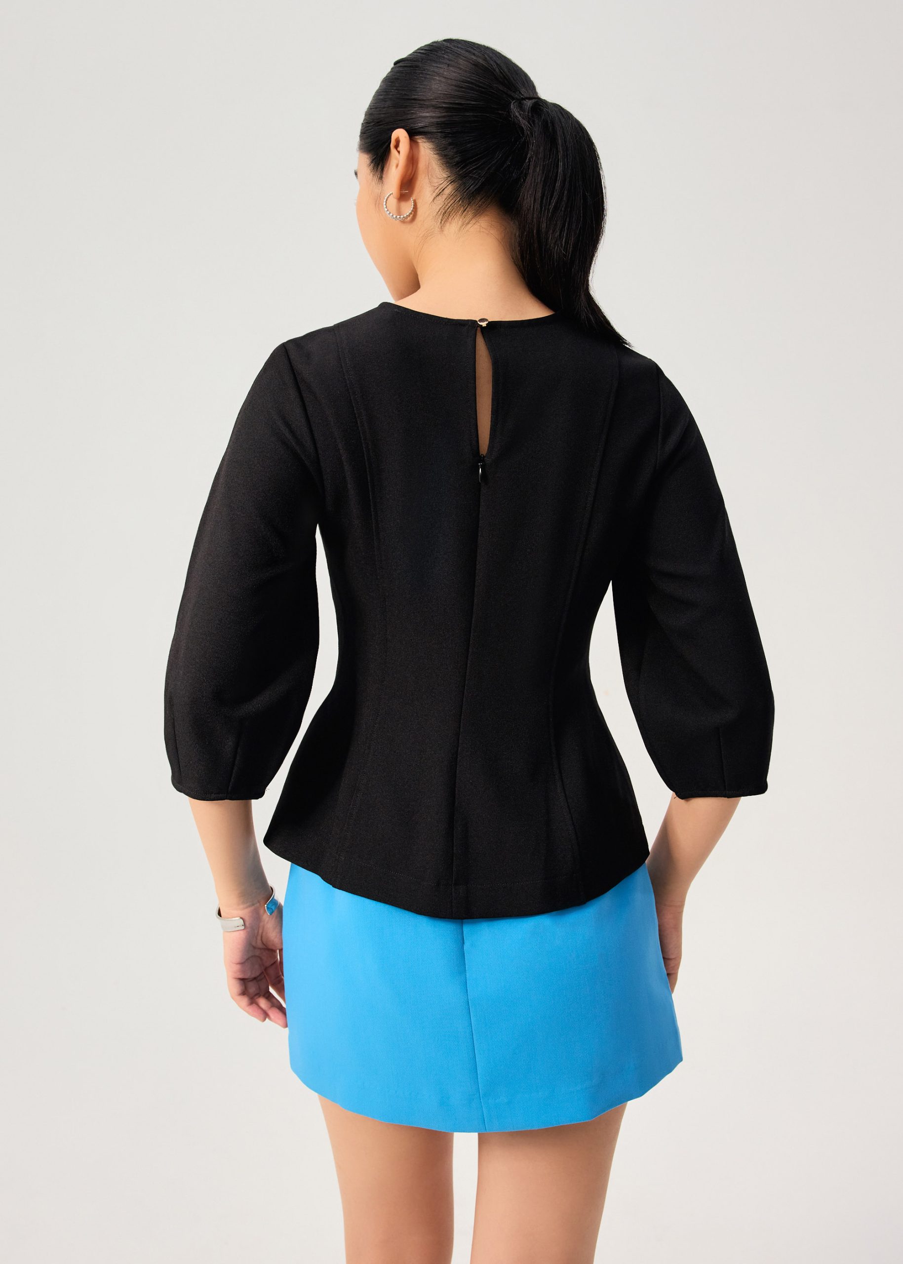 Eunice Panelled Round Neck Puff Sleeve Top - Image 22