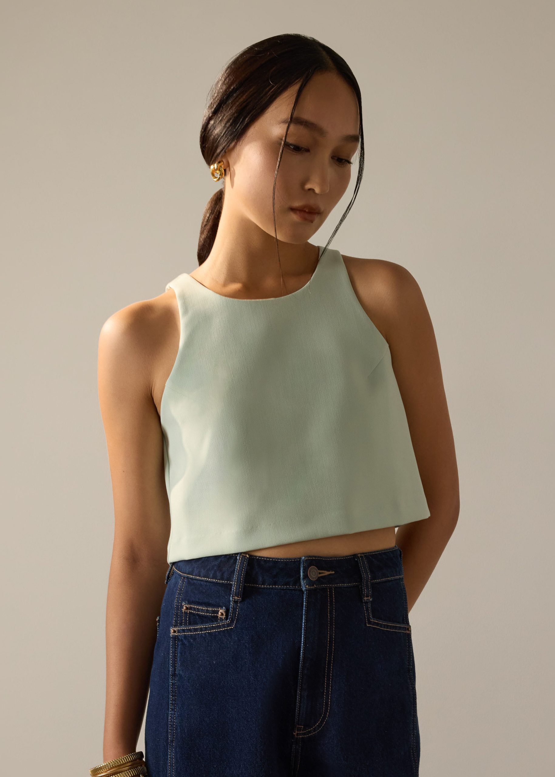 Carla Round Neck Crop Shell Top - Image 4