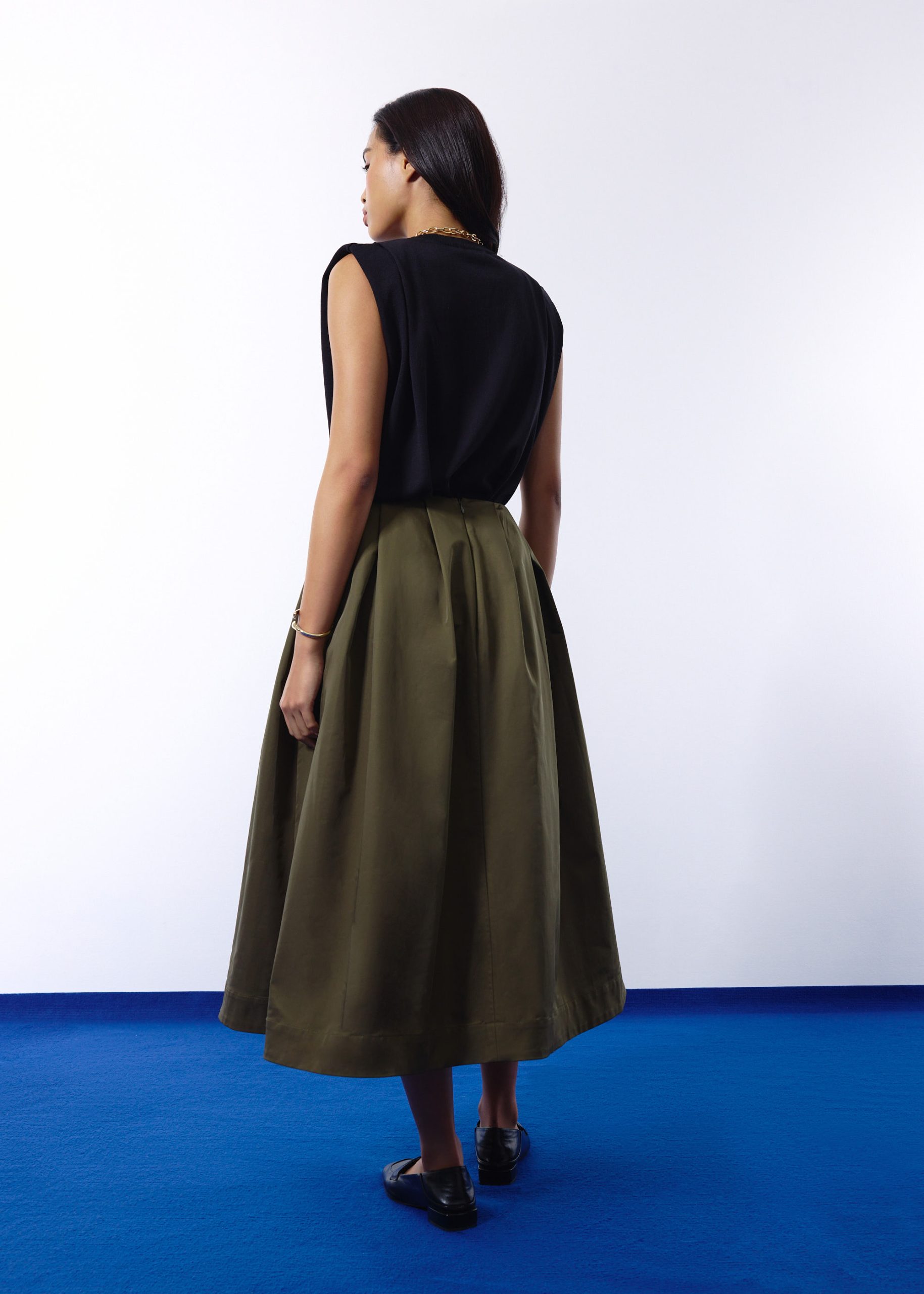 Nycha Taffeta Pleated Flare Midaxi Skirt - Image 13