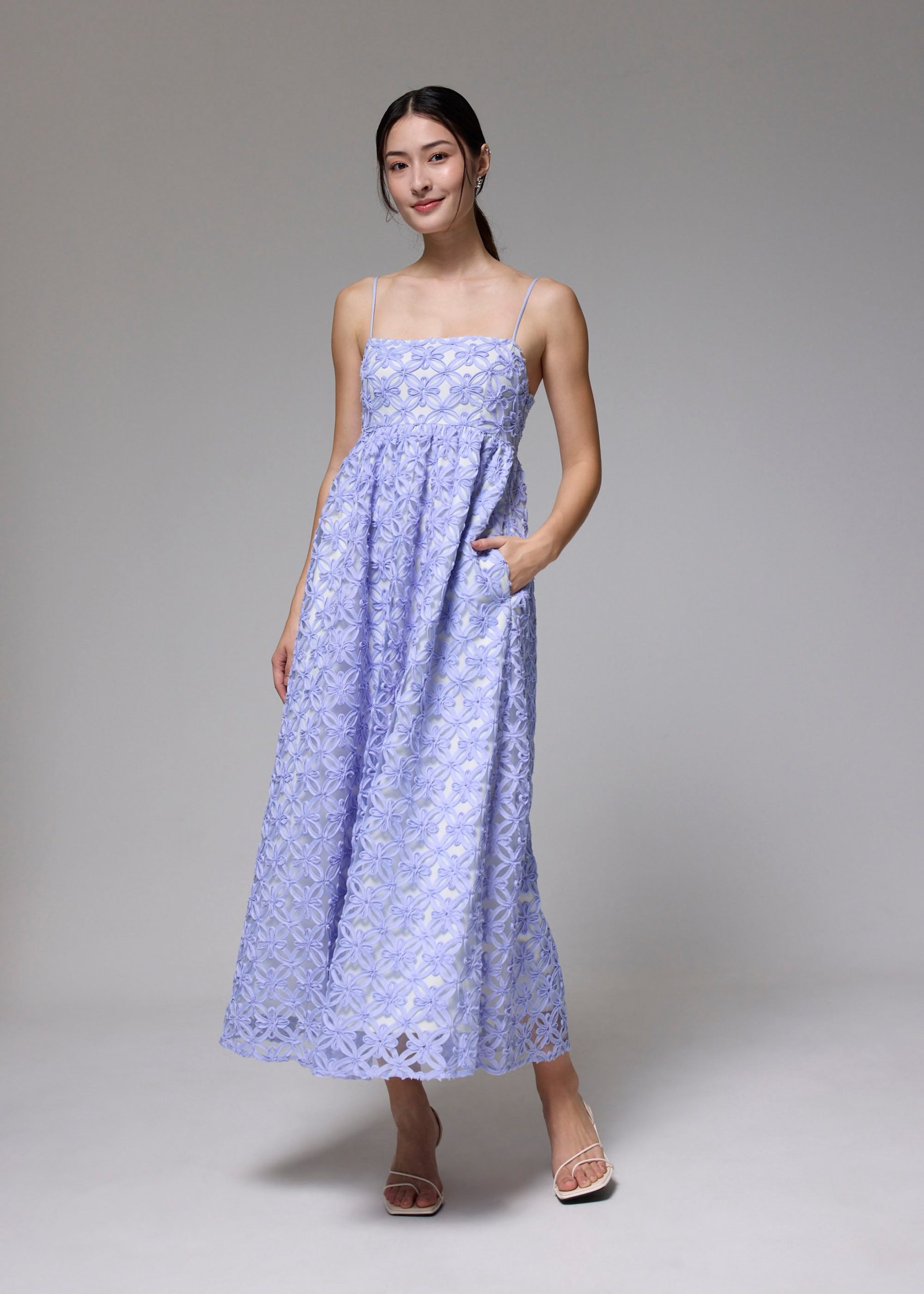 Lace Square Neck Fit & Flare Maxi Dress - Image 12