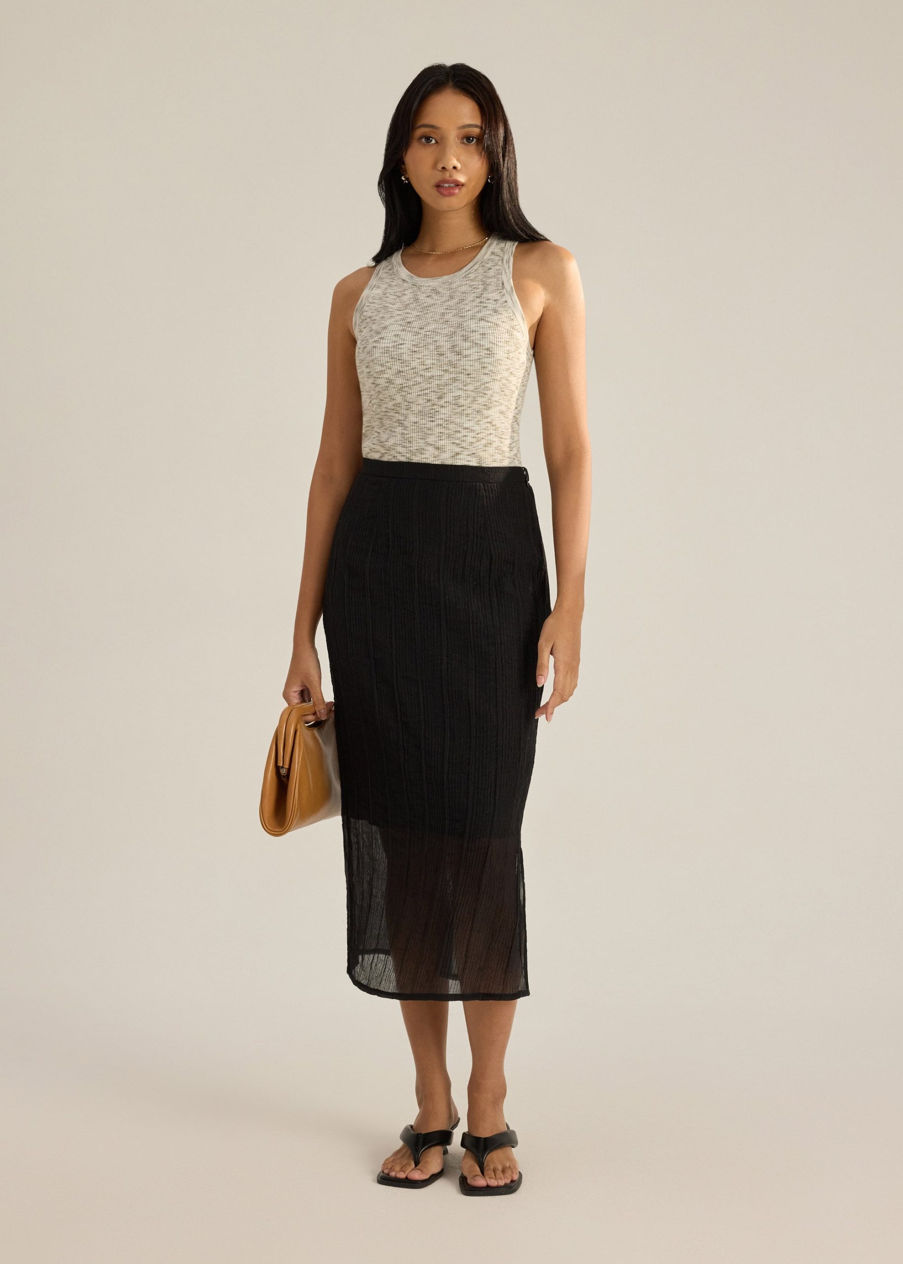 Viv Sheer Textured Column Skirt - Image 3