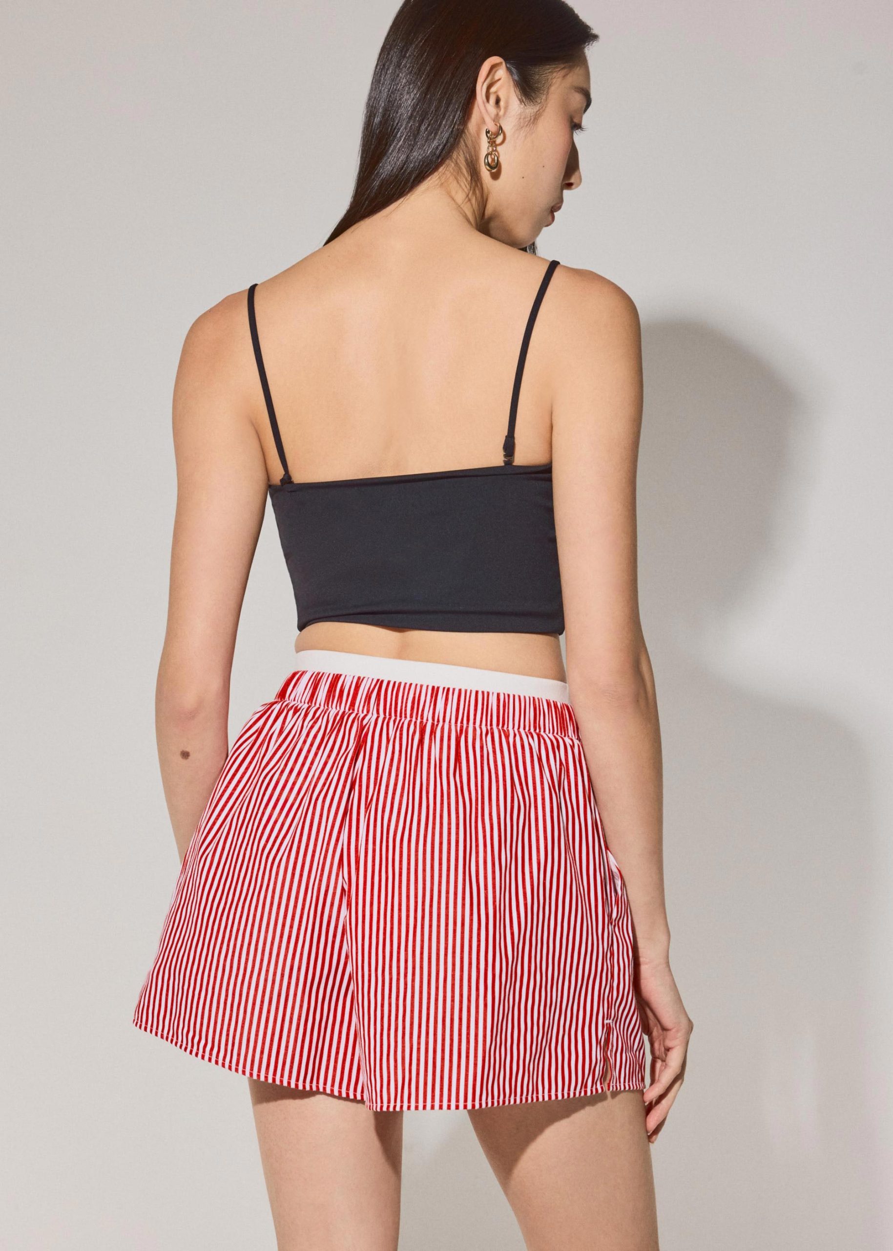 Striped Cotton A-line Shorts - Image 6
