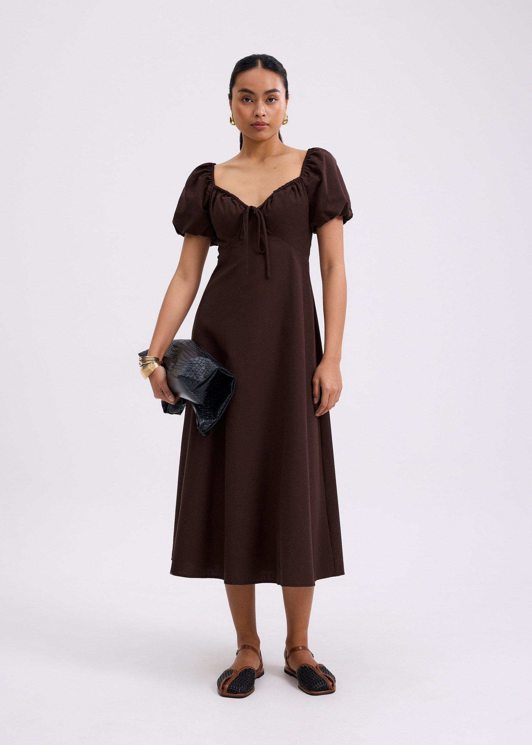 BraFree by LB Linen Sweetheart Puff Sleeve Midaxi Dress - Image 7