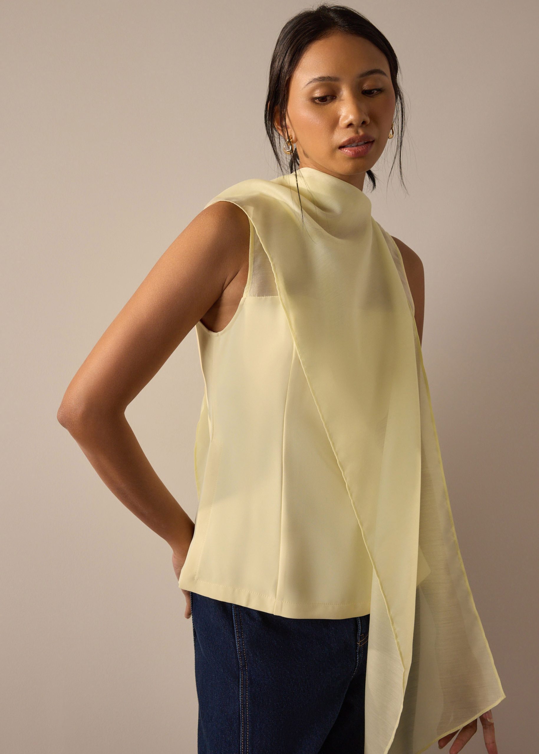 Andrea Multi-way Detachable Sash Crepe Round Neck Top - Image 17