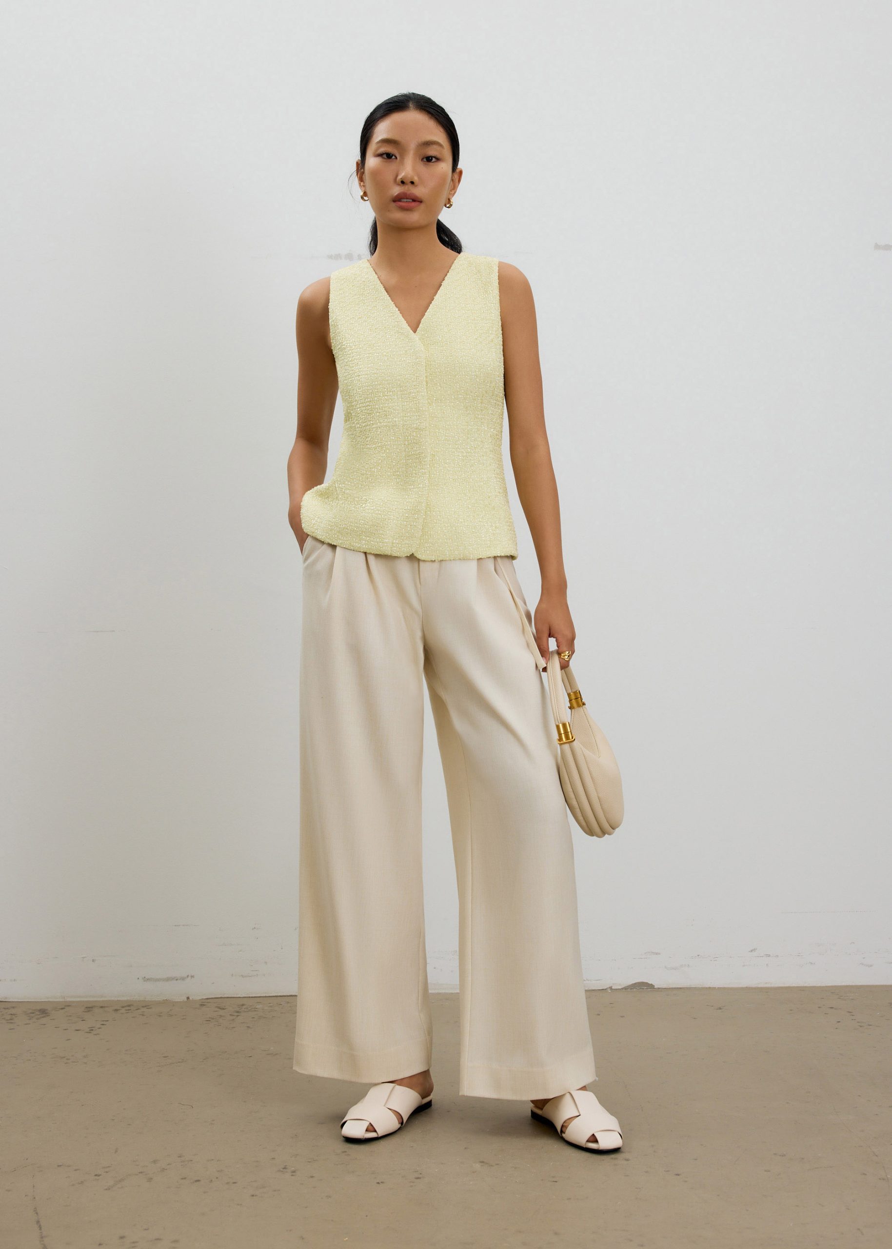 Fumiko Ribbon Tweed Vest Top - Image 21