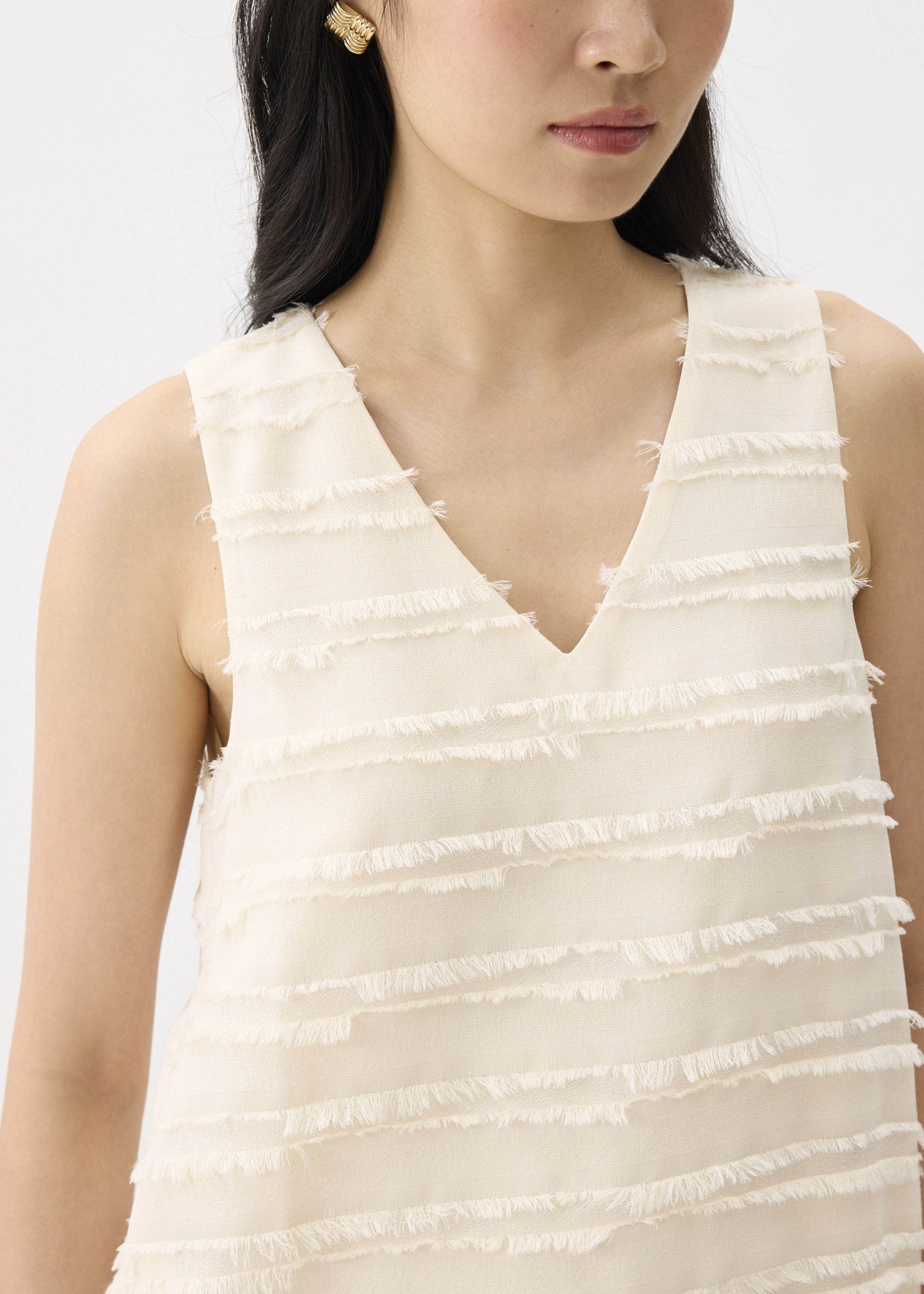 V-neck Fray Shift Mini Dress - Image 8