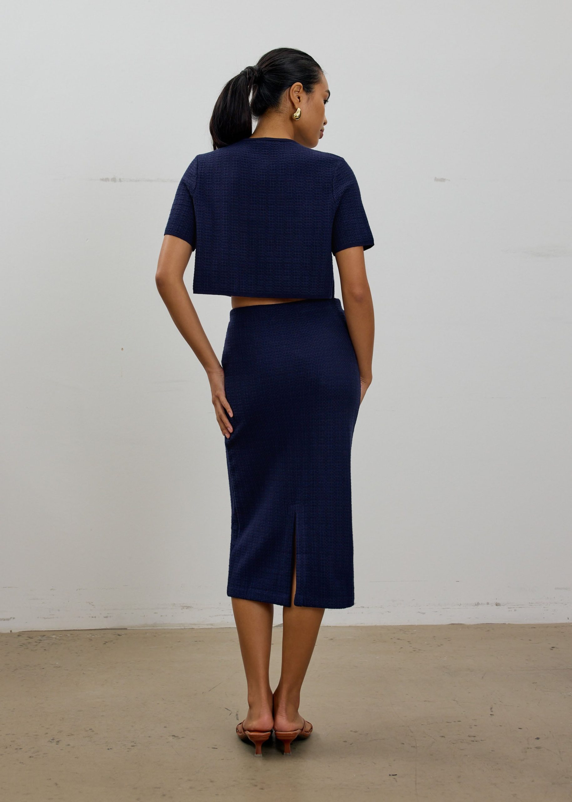 Yoko Elastic Textured Knit Midi Skirt - Image 6