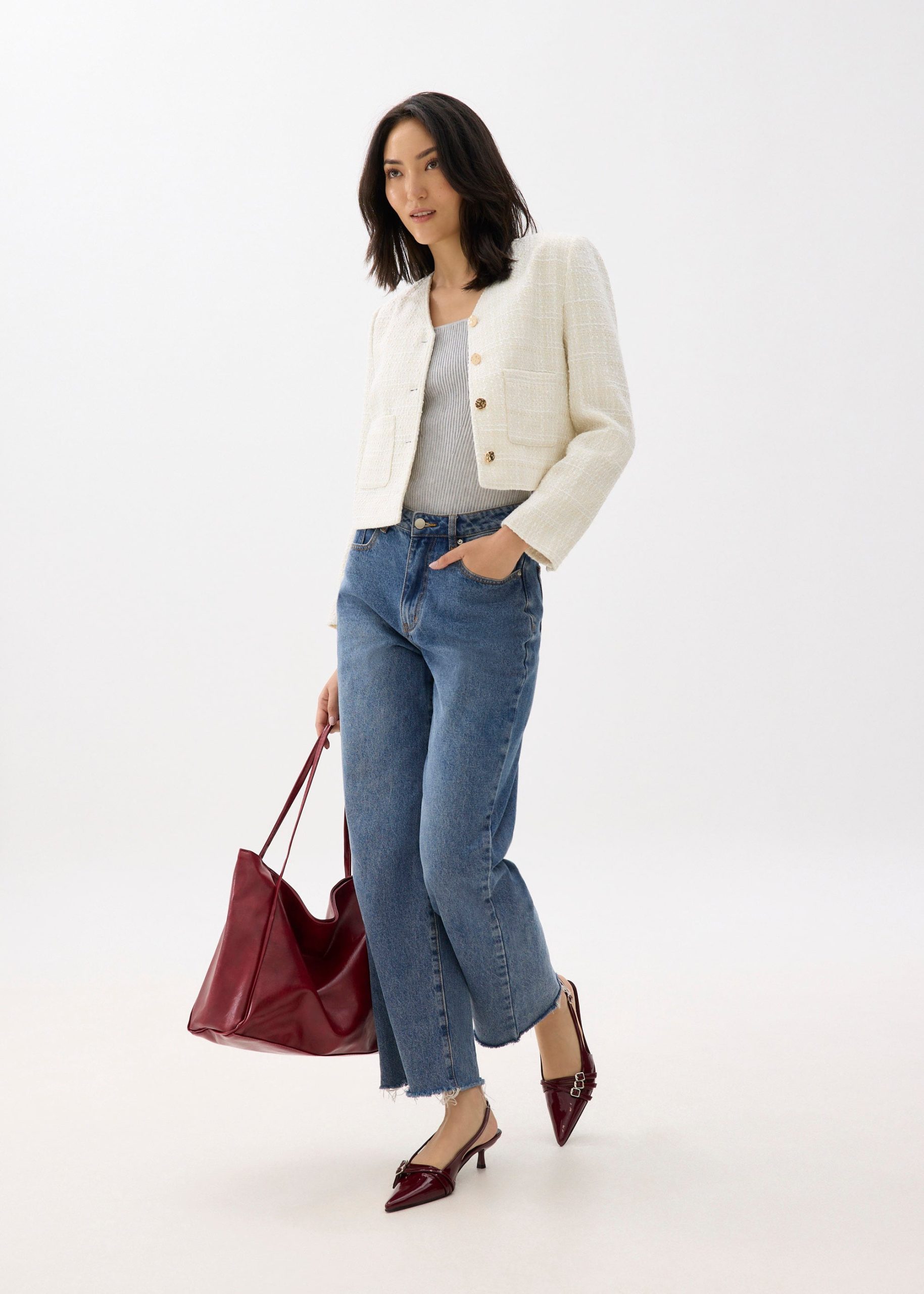 Zanna Detachable Collar Tweed Jacket - Image 3
