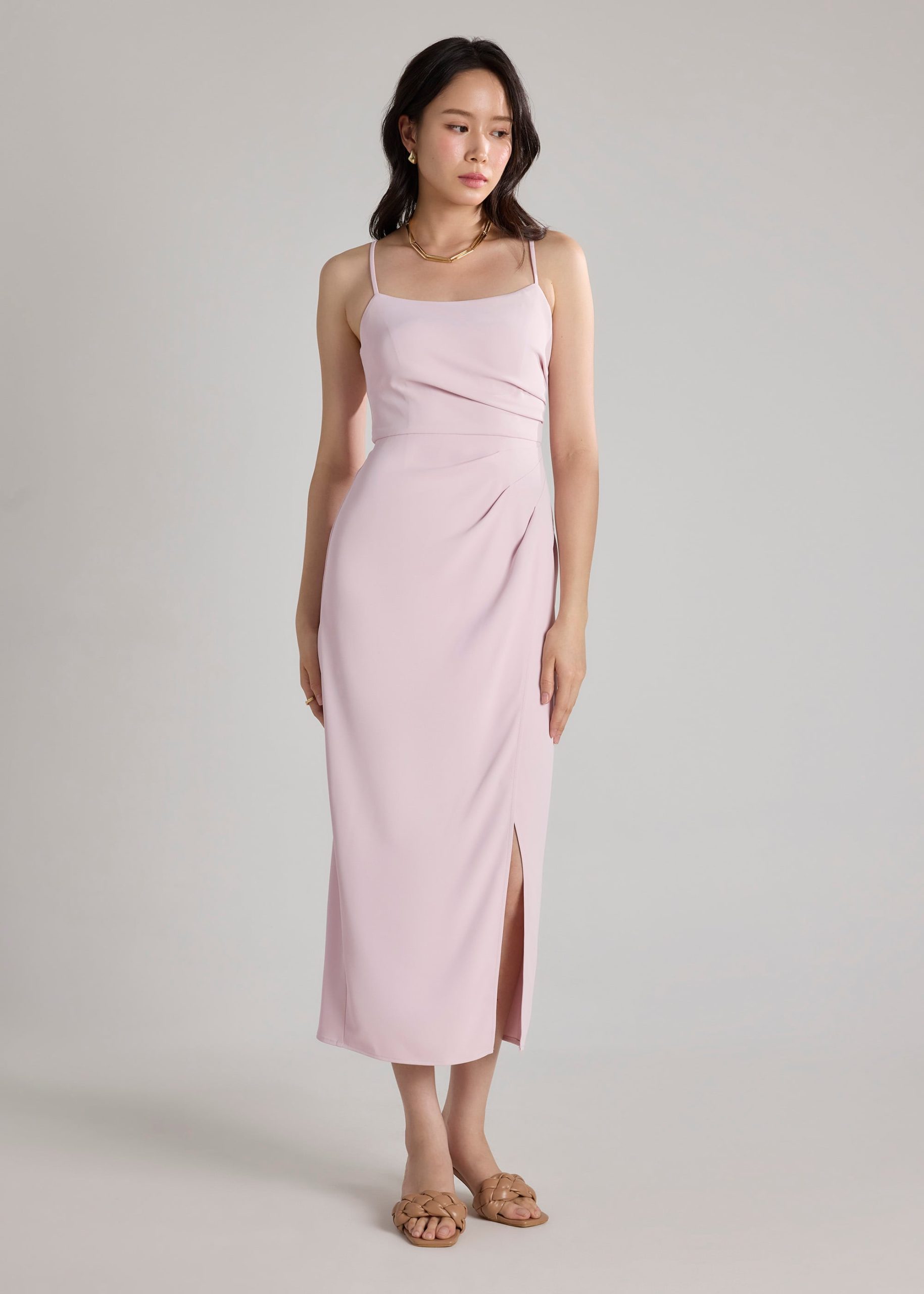 BraFree by LB Crepe Side Pleat Dress