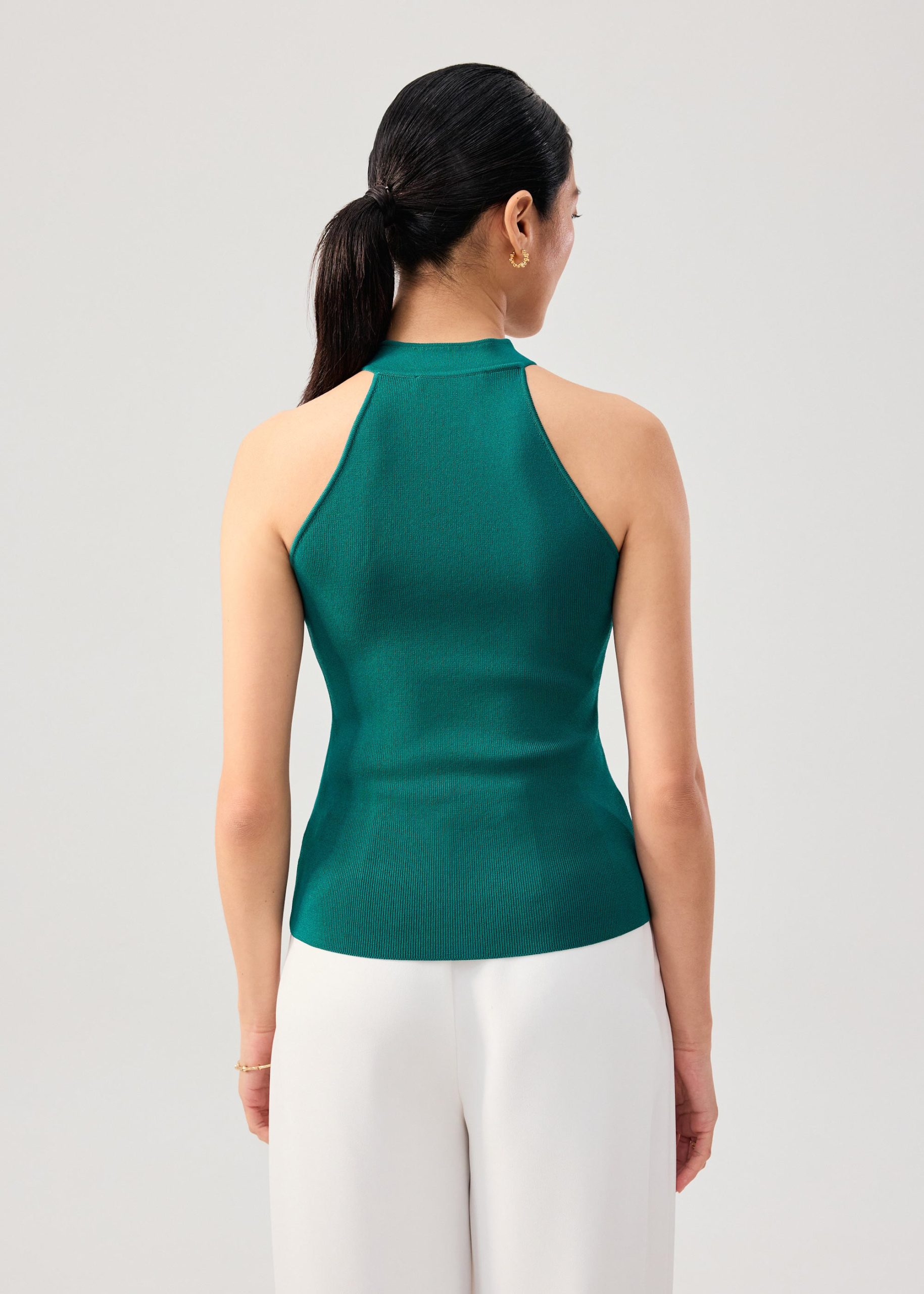 Knit Mandarin Collar Fitted Top - Image 16