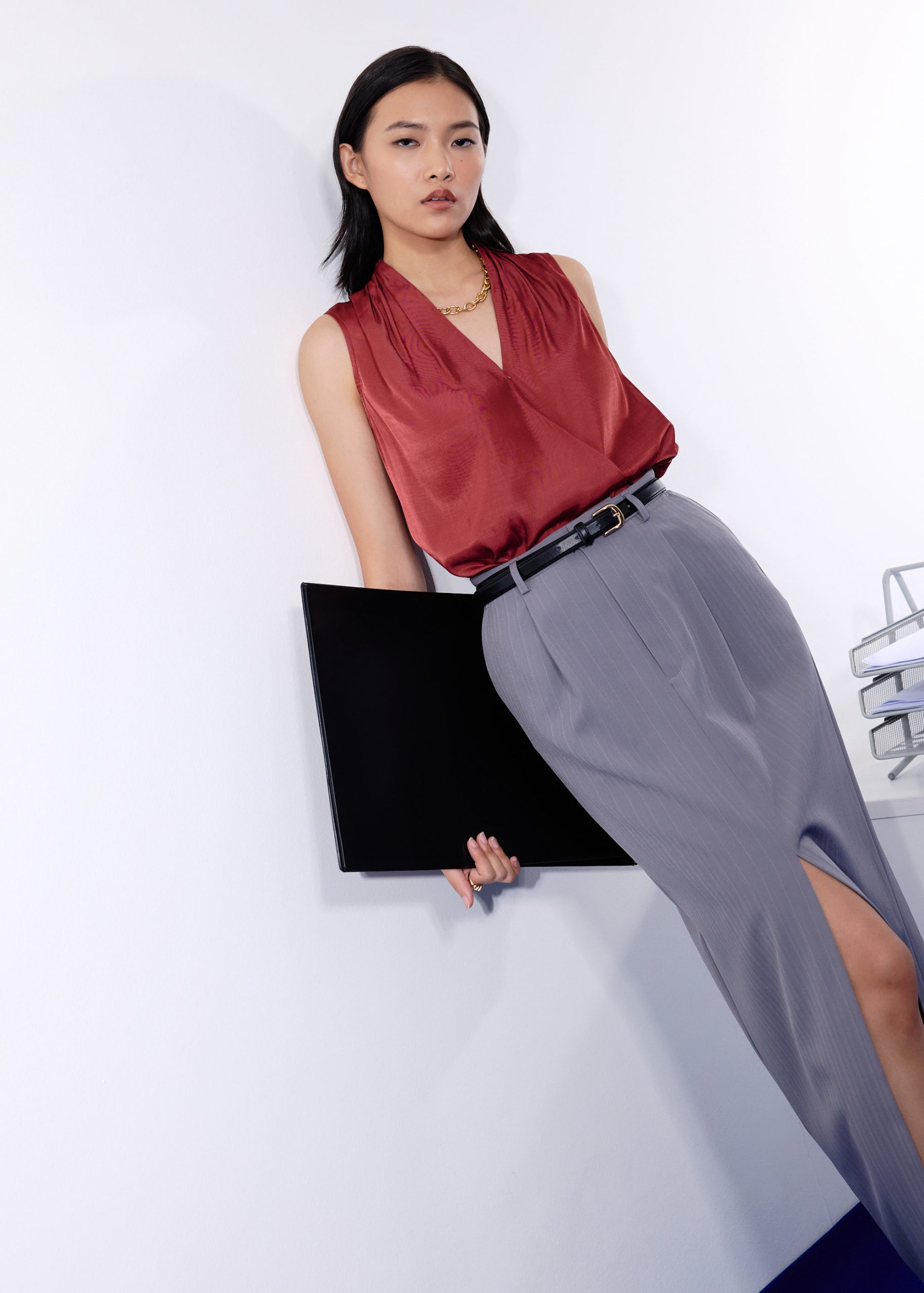 Ada Satin V-neck Wrap Top - Image 15