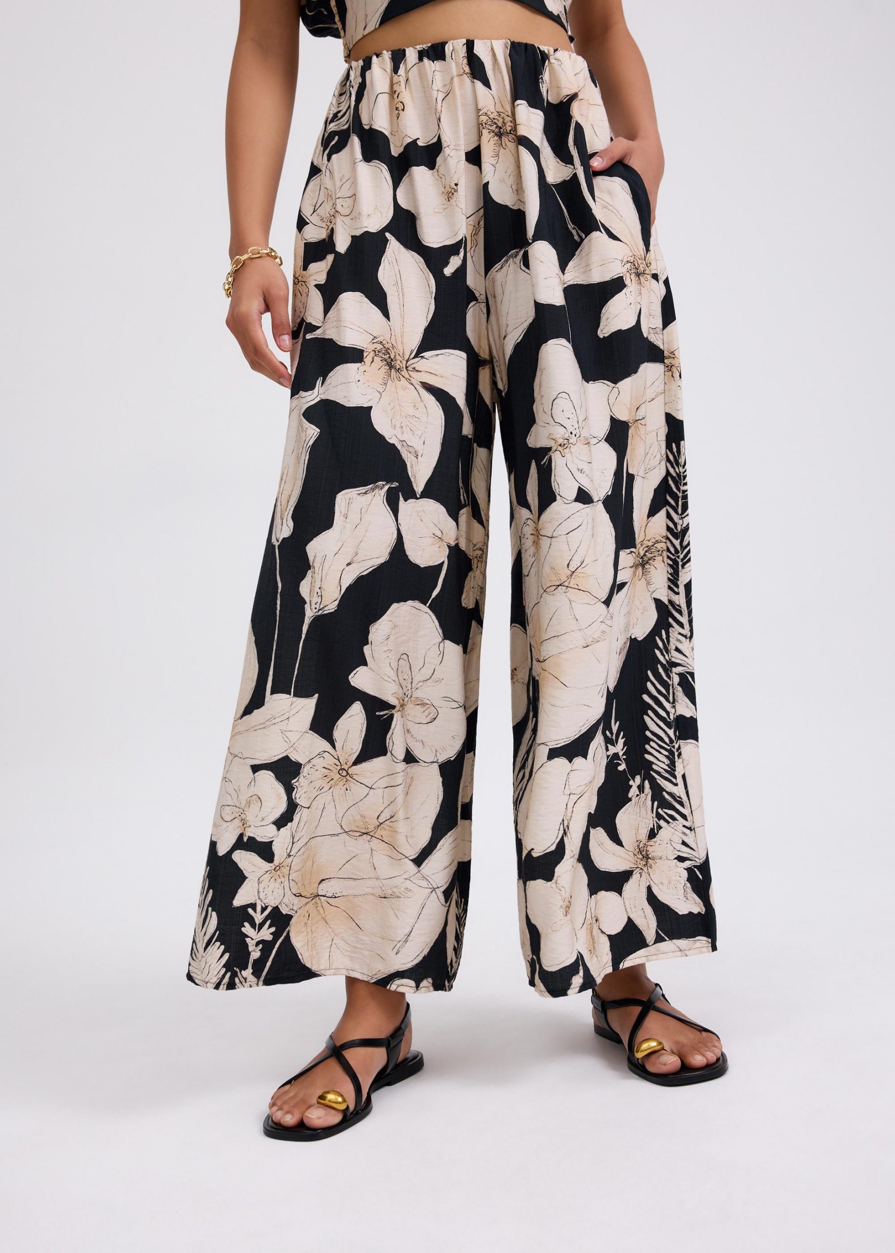 Elastic High Waist Wide Leg Pants in Garden City Blooms - Image 2