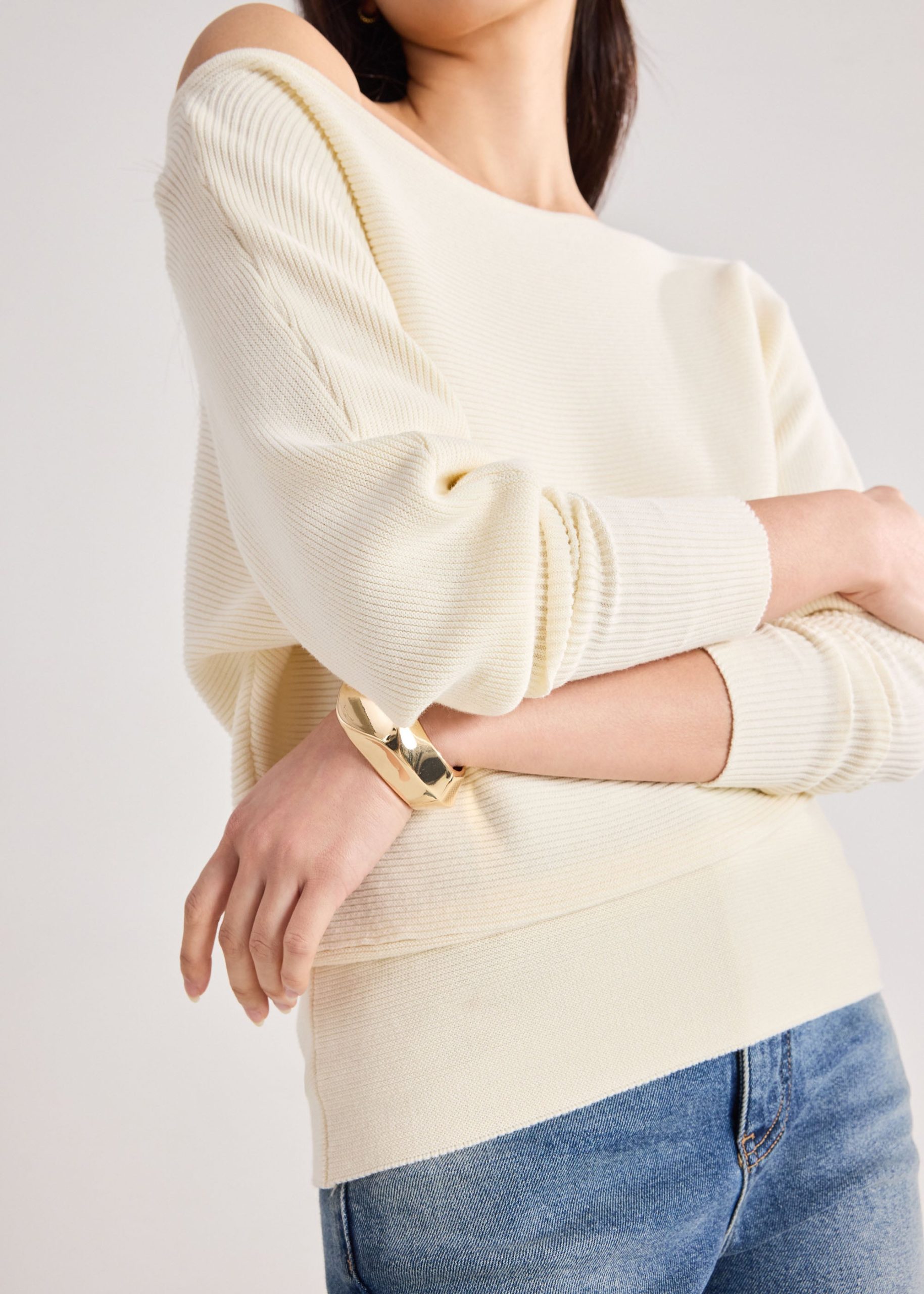Knit Asymmetric Puff Sleeve Top - Image 14