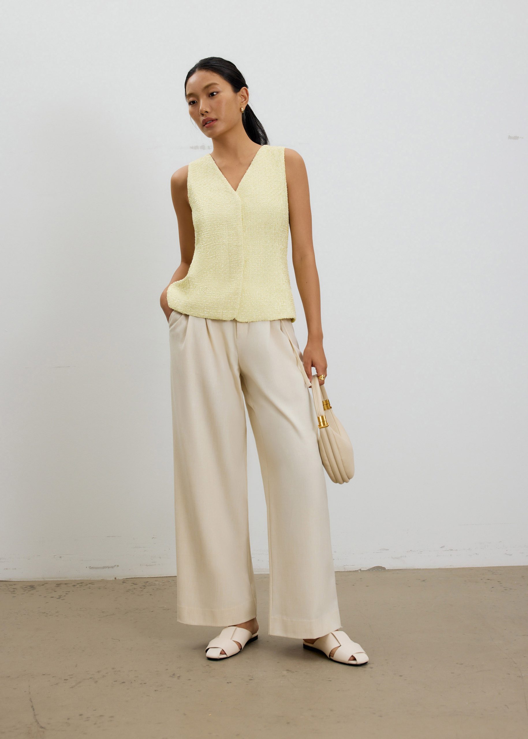 Fumiko Ribbon Tweed Vest Top - Image 16