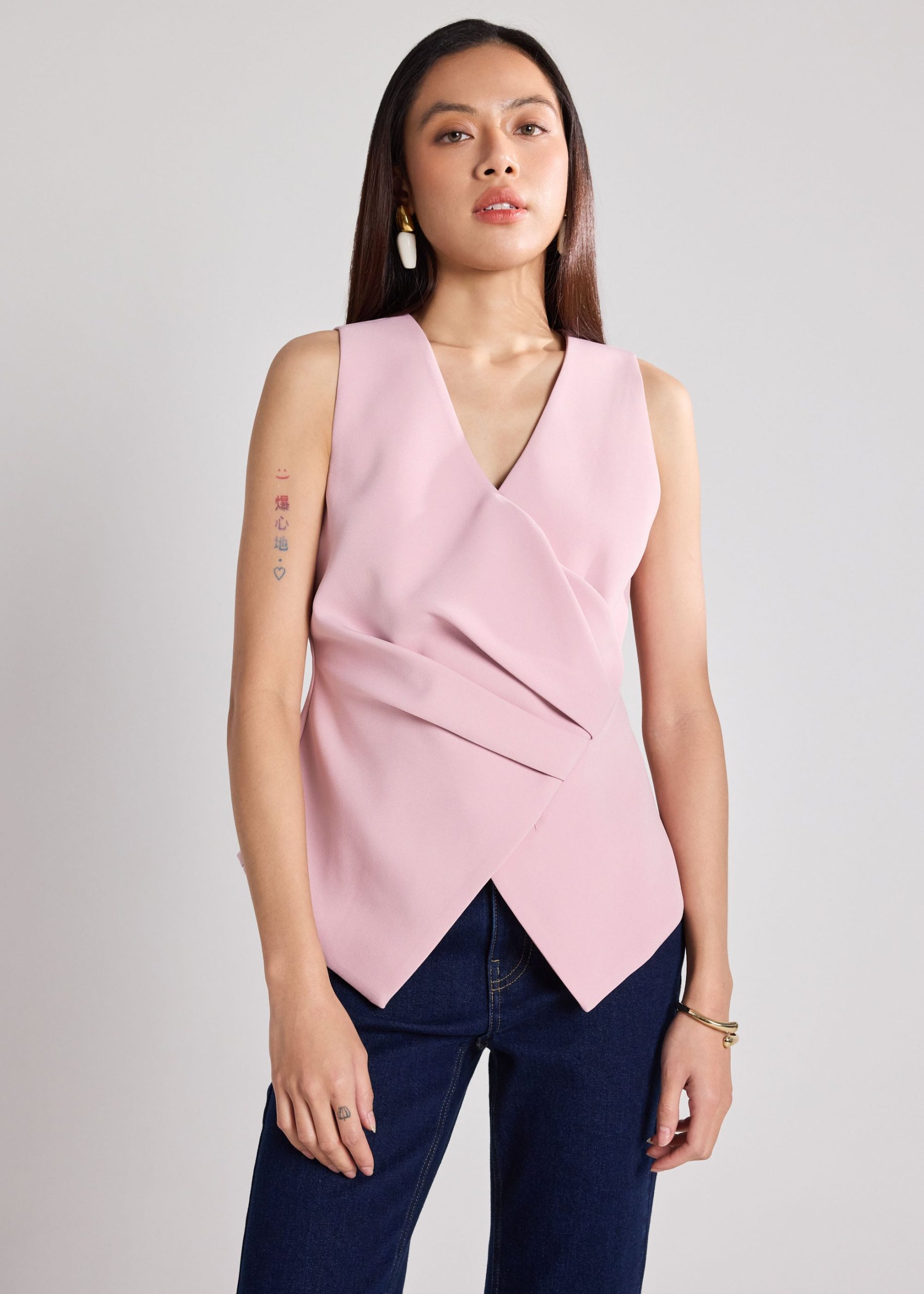 Crepe Draped Pleat Top - Image 3