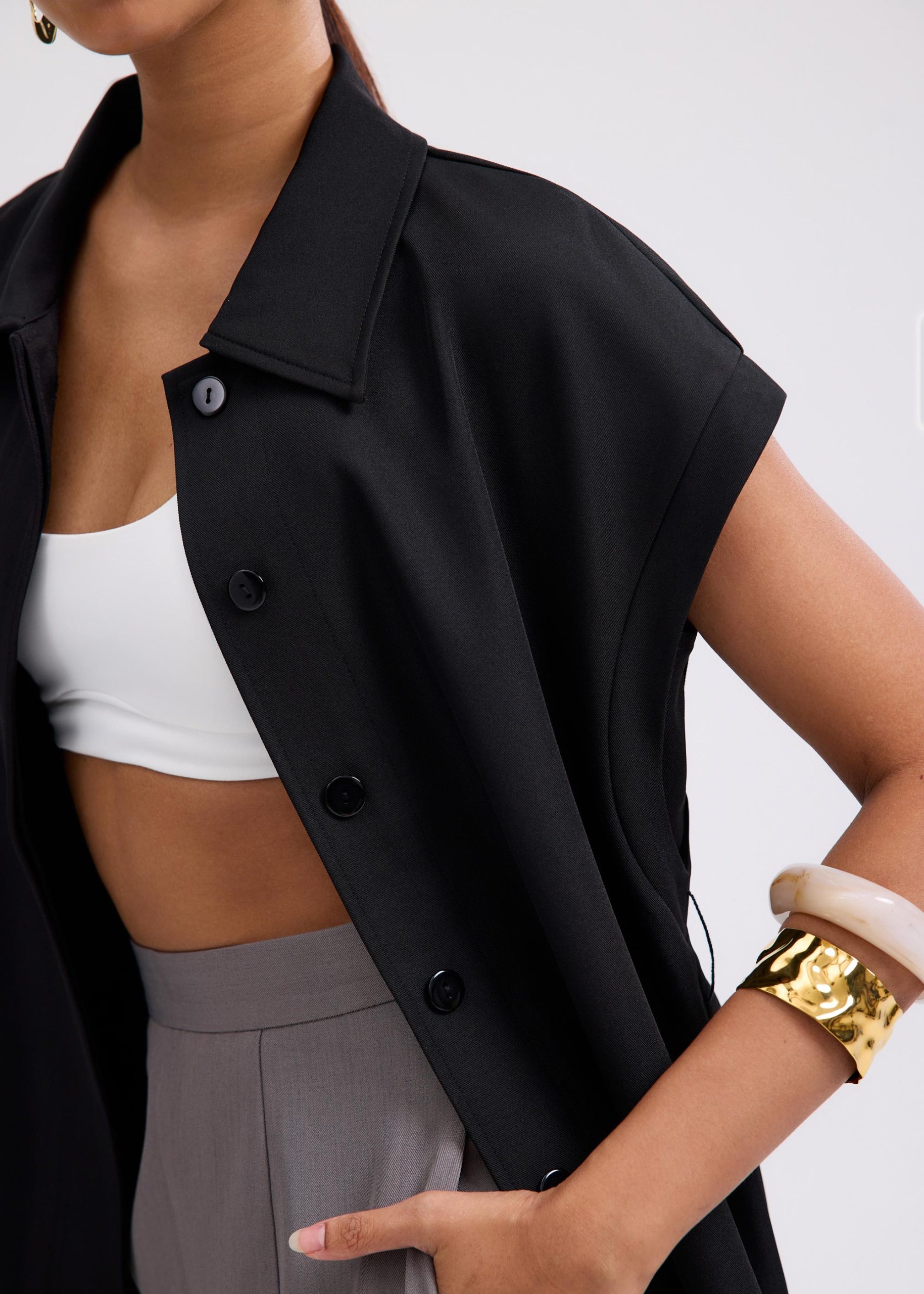 Aster Detachable Sash Tailored Tunic Vest Top - Image 7