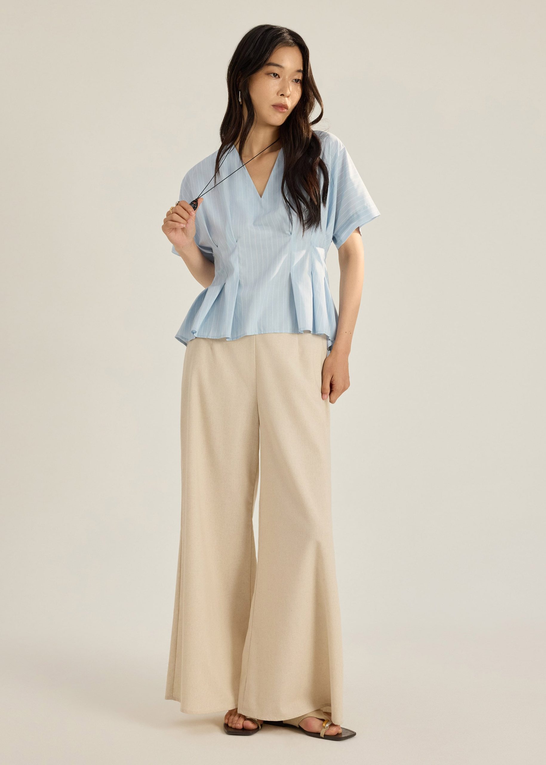 Elara Pinstripe V-neck Blouse - Image 6