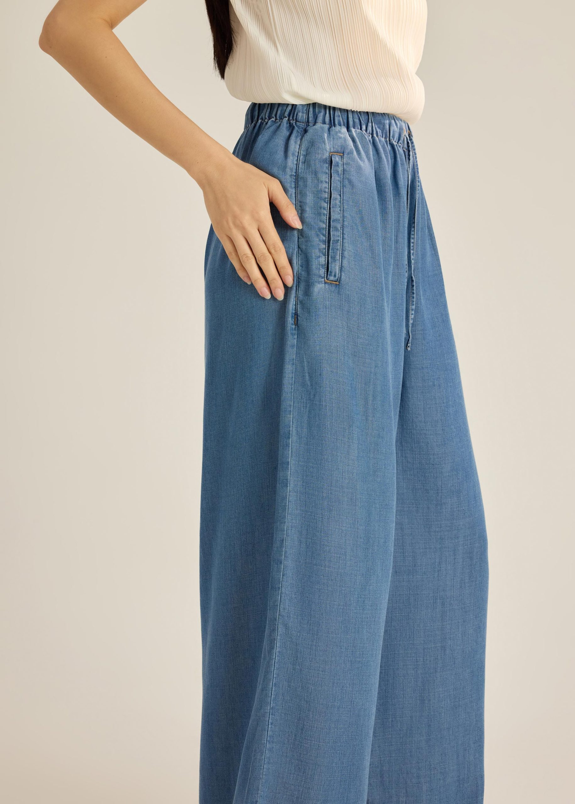 Ayu Lyocell Chambray Wide Leg Pants - Image 12