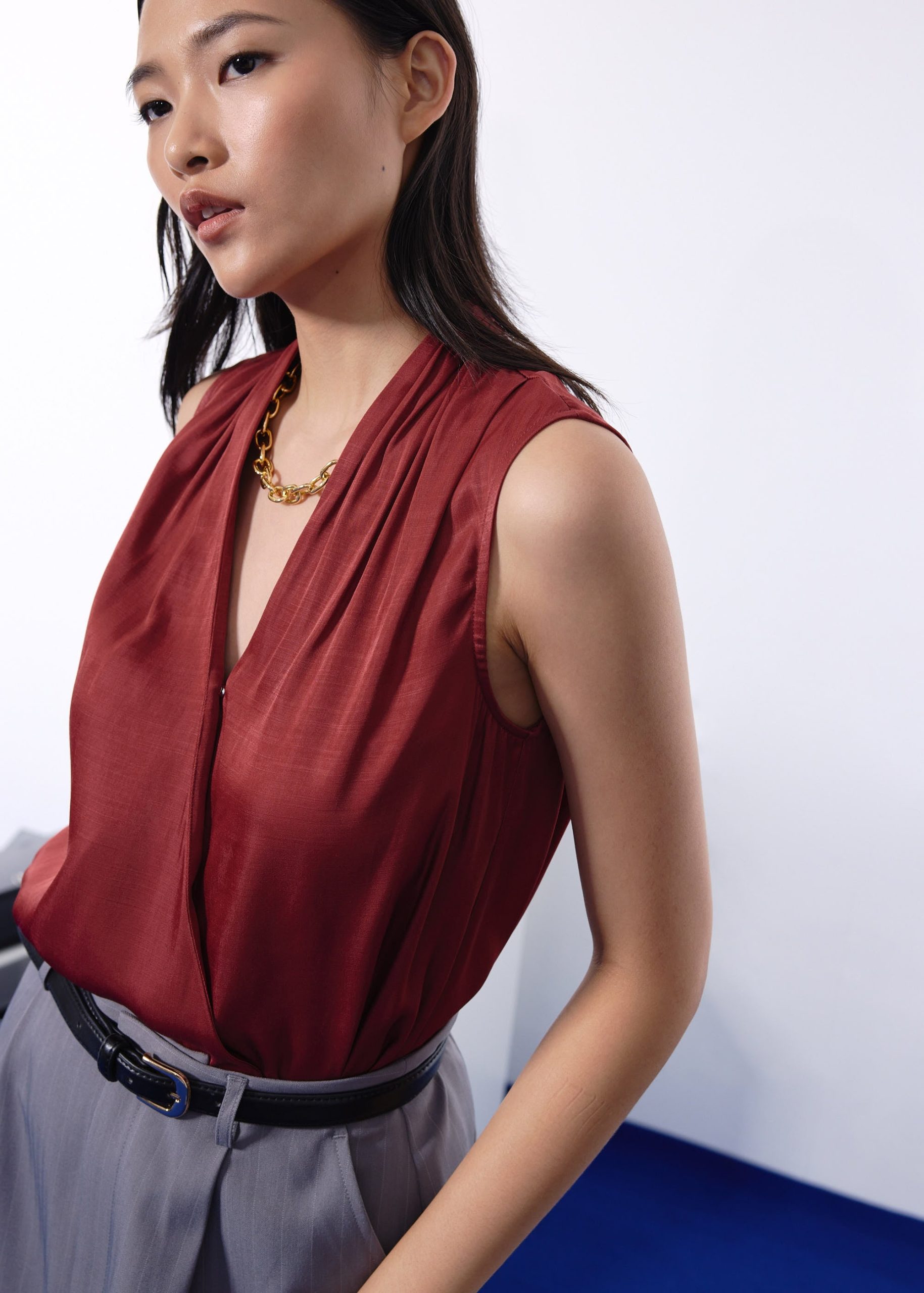 Ada Satin V-neck Wrap Top - Image 14
