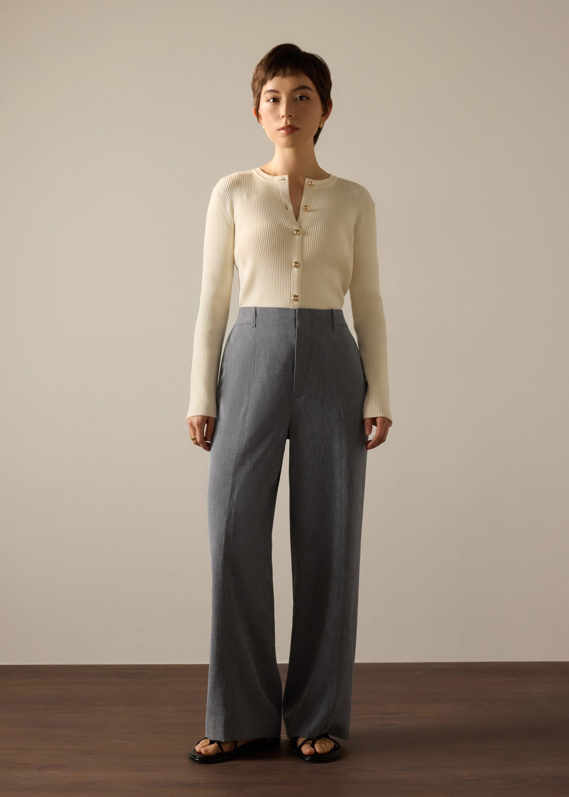 PETITE Leggy??Pia Adjustable Hem Elastic Melange Straight Leg Pants - Image 12
