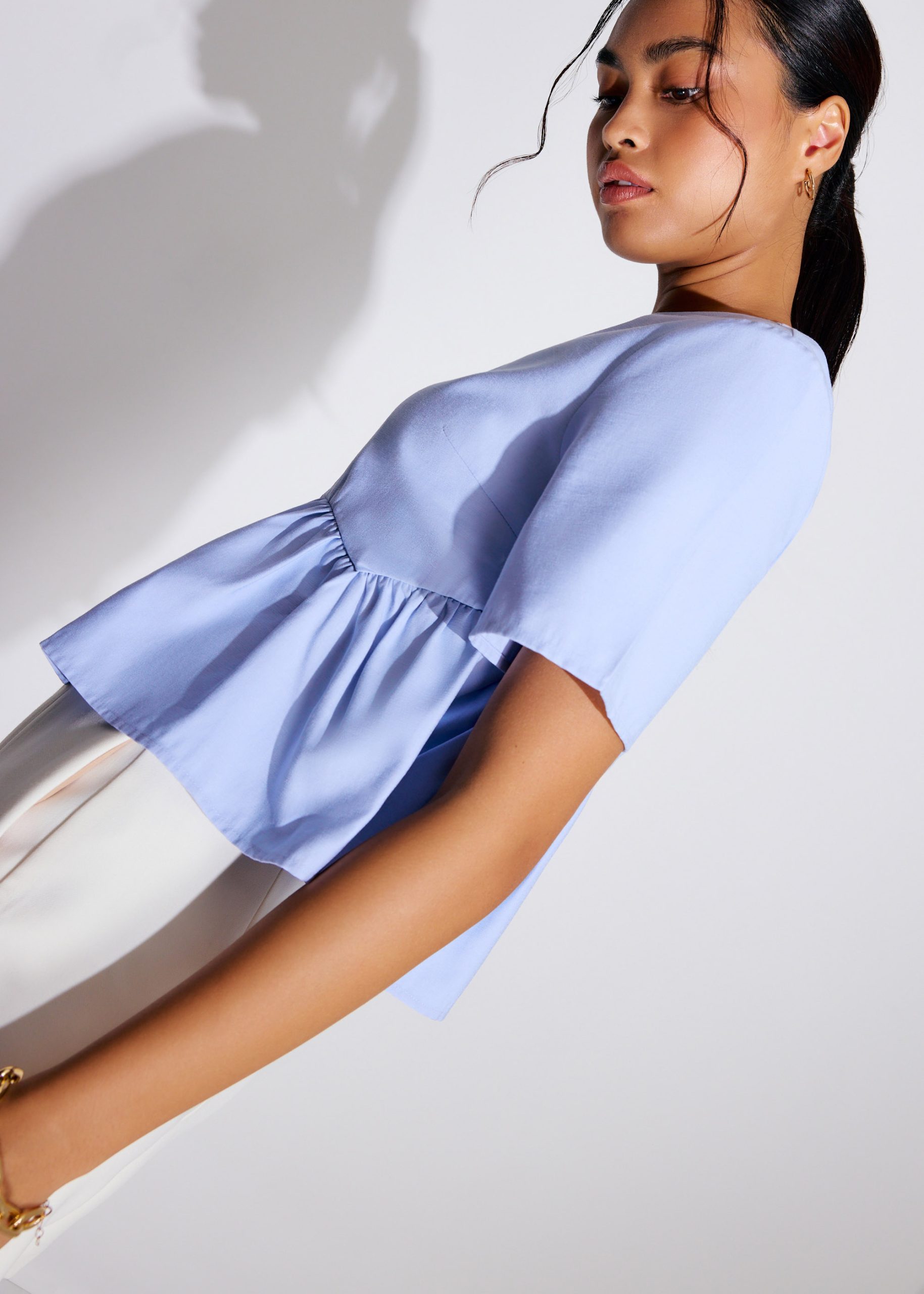 Round Neck Peplum Shell Top - Image 12