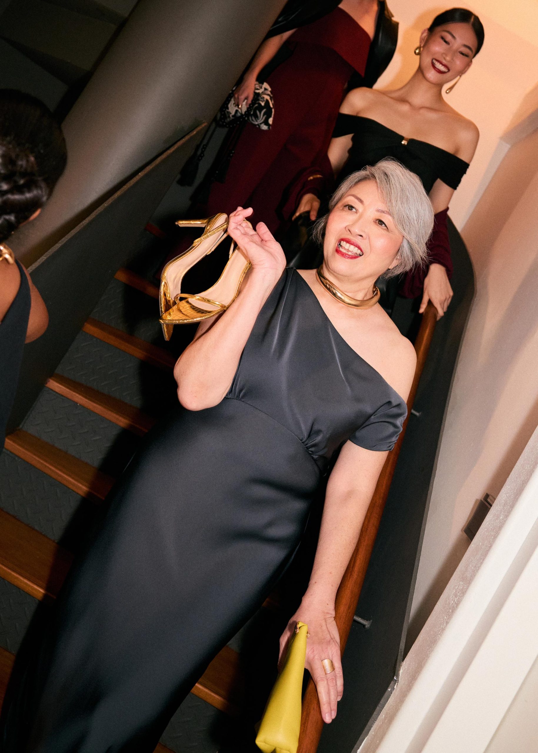 Satin Asymmetric Bias Cut Maxi Dress - Image 6