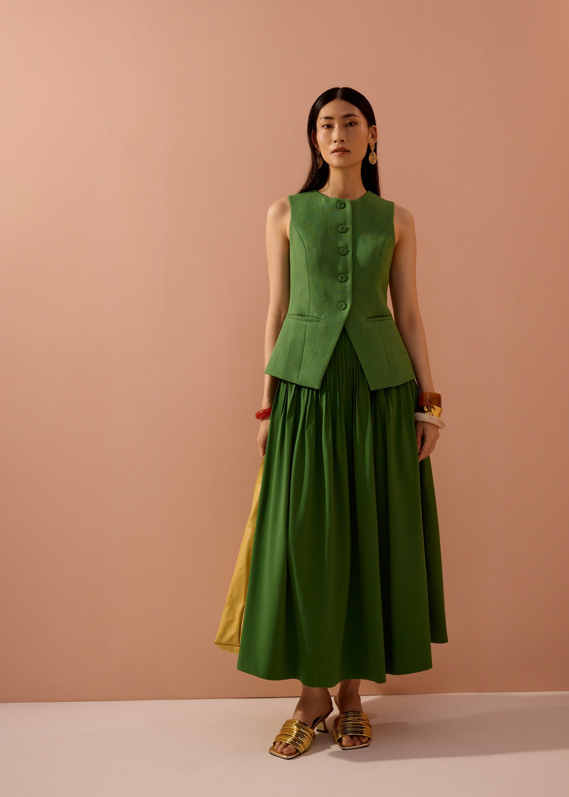 Kate High Waist Pintuck Flare Maxi Skirt - Image 8