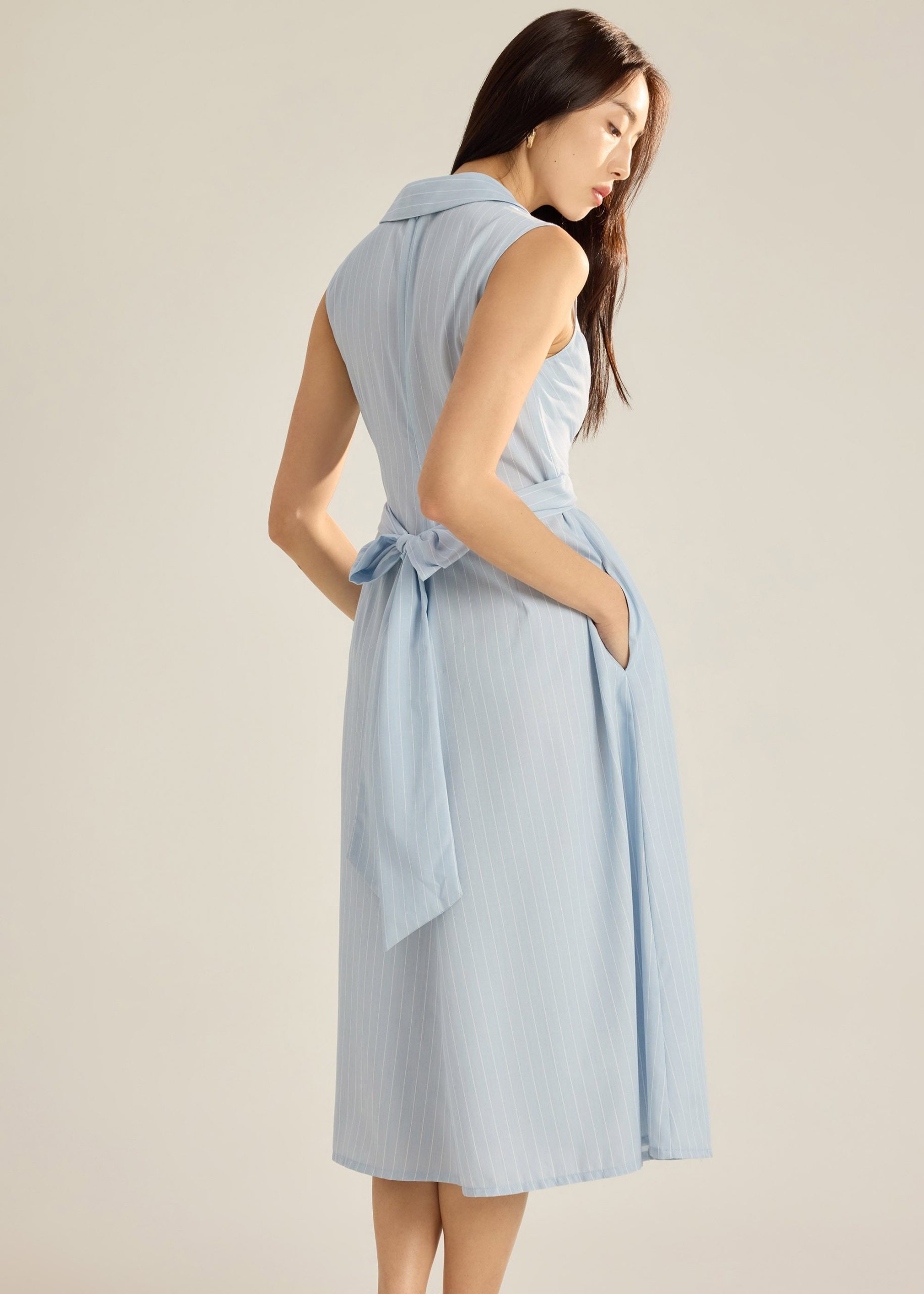 Leela Pinstripe Fit & Flare Dress - Image 9