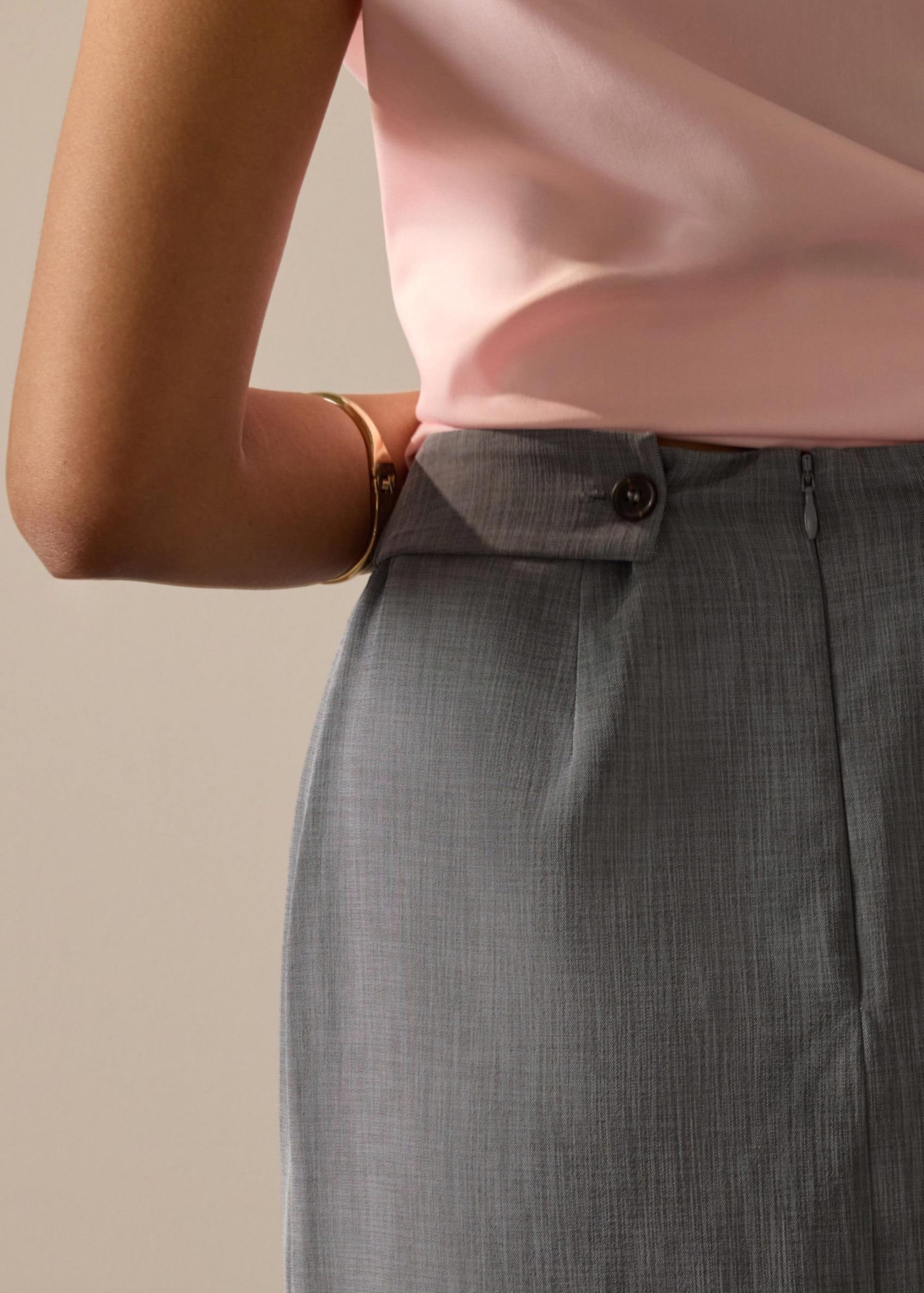 Ikumi Adjustable Waist Melange Column Midaxi Skirt - Image 5
