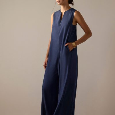 Chambray Wide Leg Jumpsuit