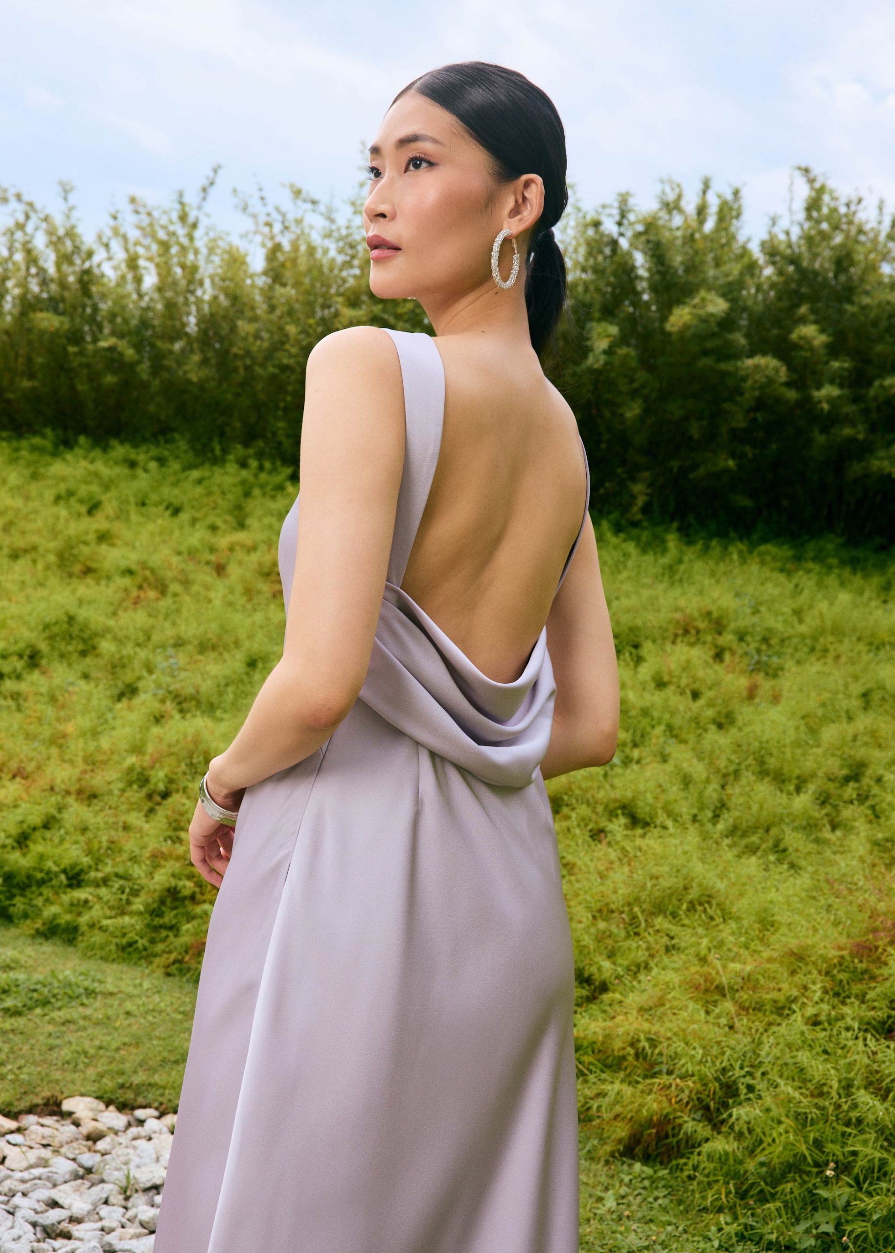 BraFree by LB Satin Cowl Neck Bias Cut Maxi Dress - Image 19