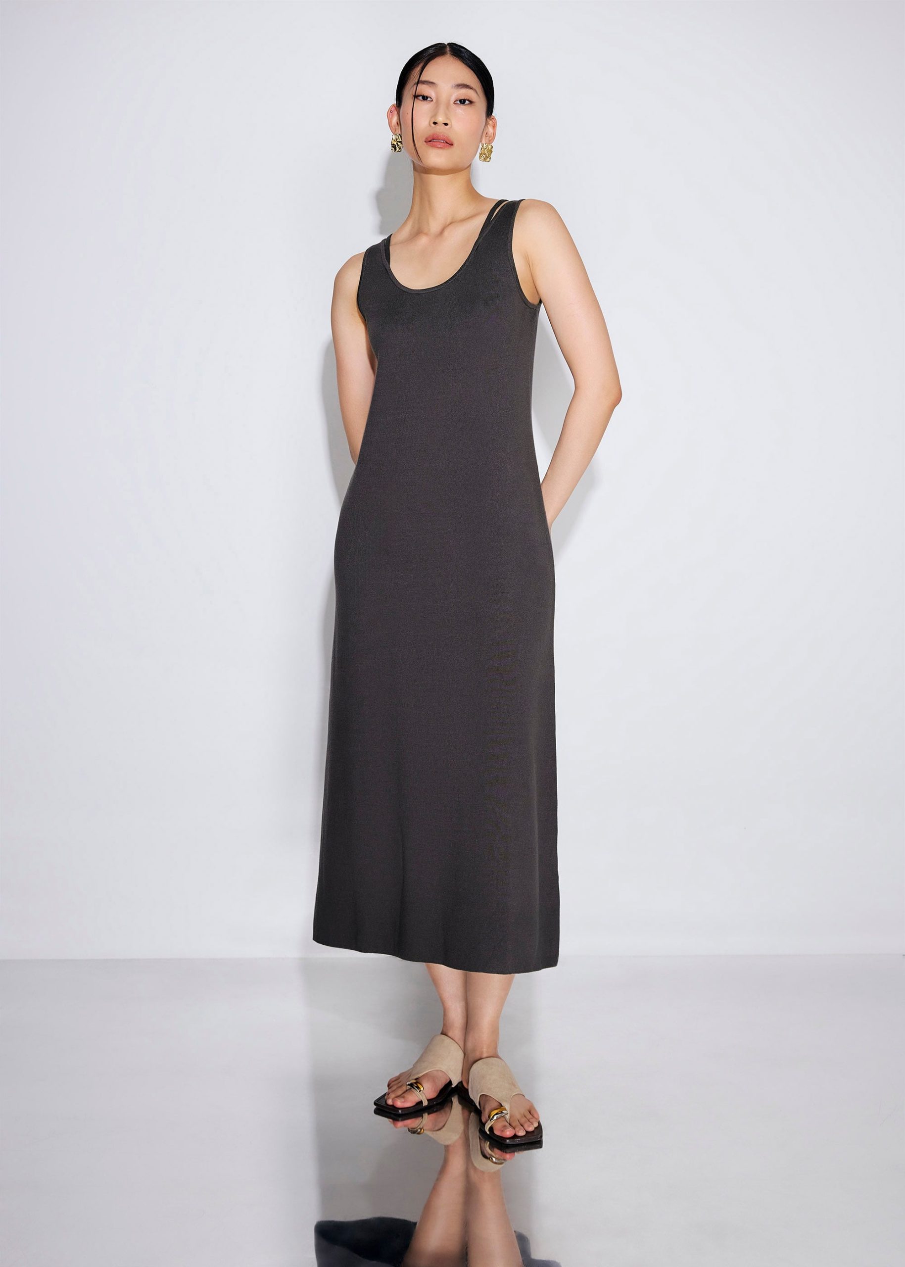 Reversible Knit Column Midaxi Dress - Image 7