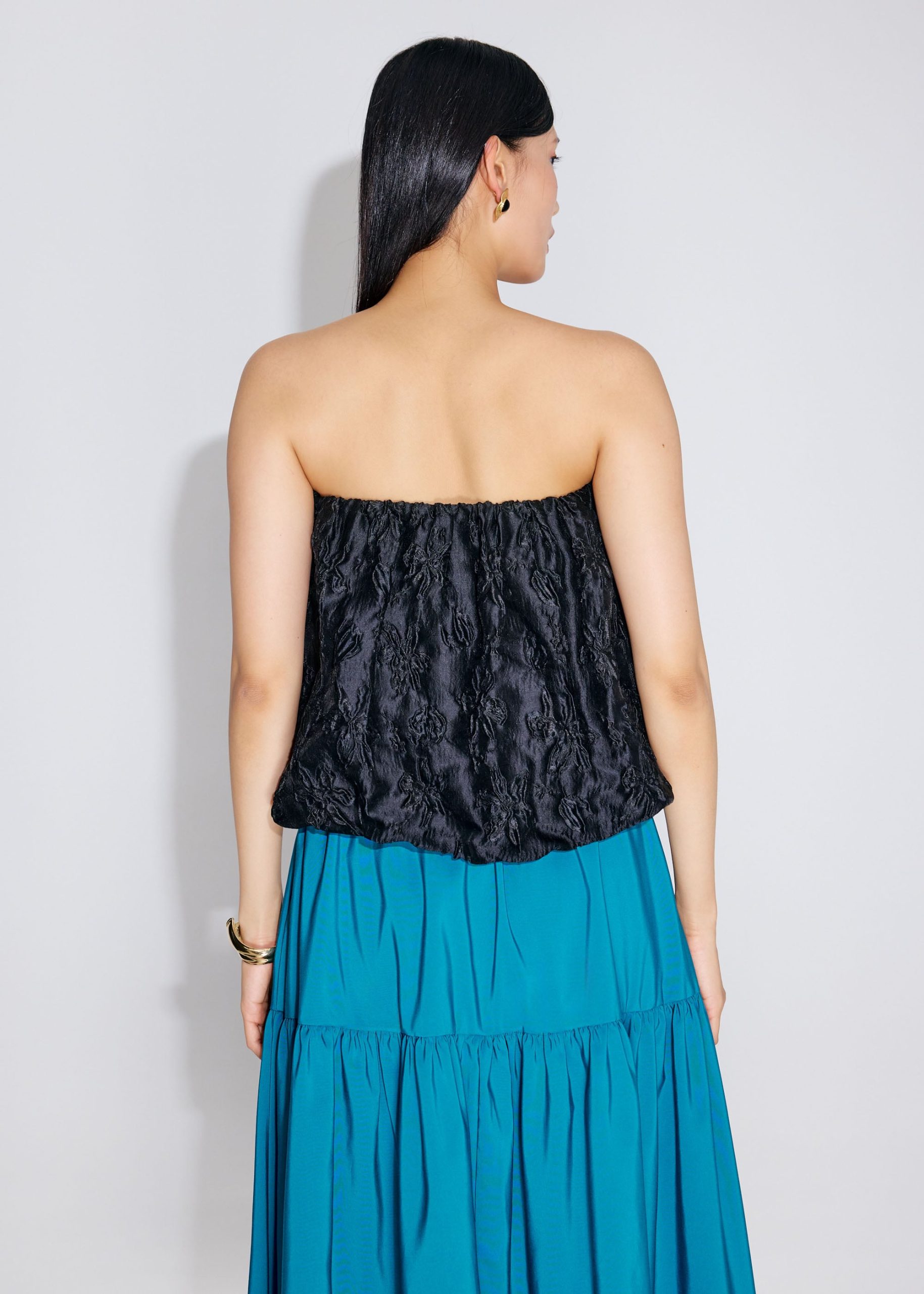 Floral Jacquard Tube Crop Top - Image 7