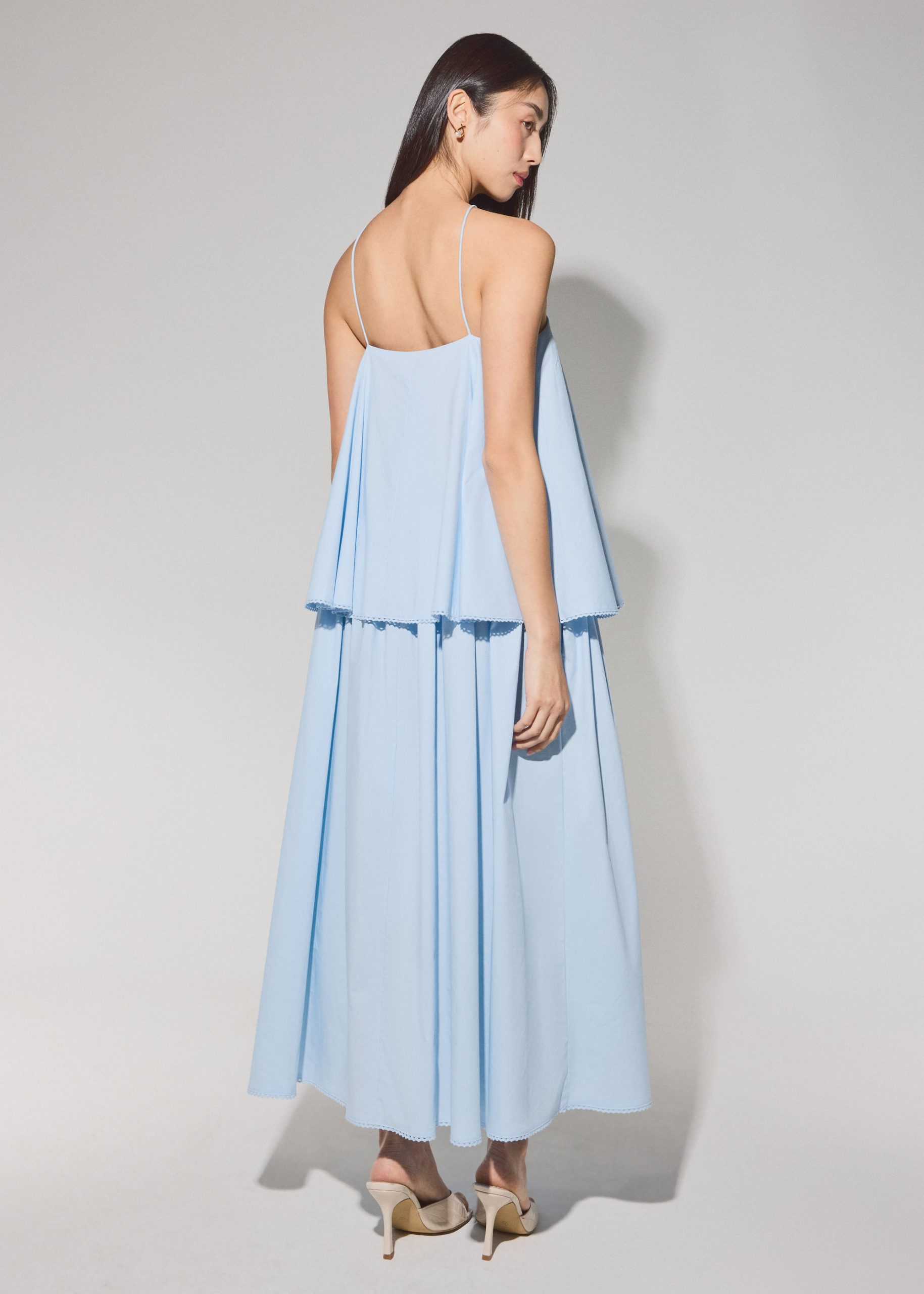 Cotton Tiered Halter Neck Trapeze Maxi Dress - Image 11