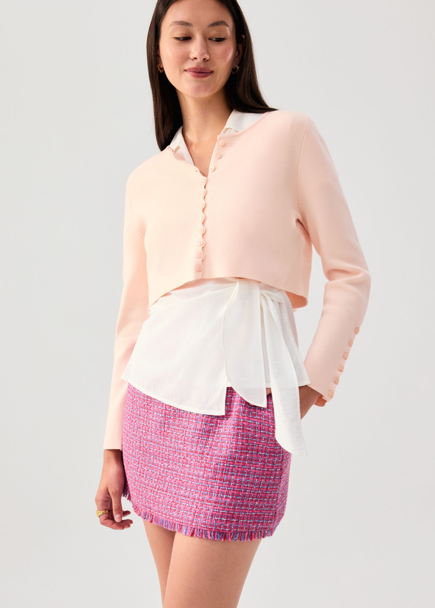 Malee Boxy Knit Scallop Edge Cardigan - Image 20