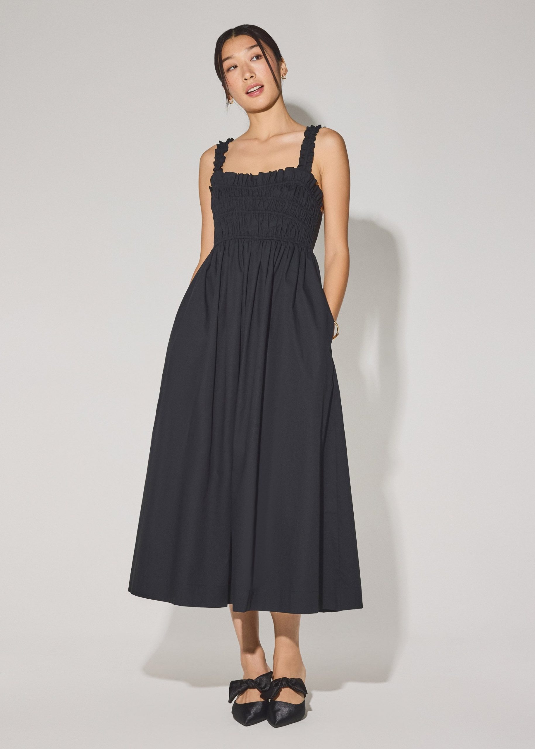 Cotton Ruched Sweetheart Fit & Flare Maxi Dress - Image 2