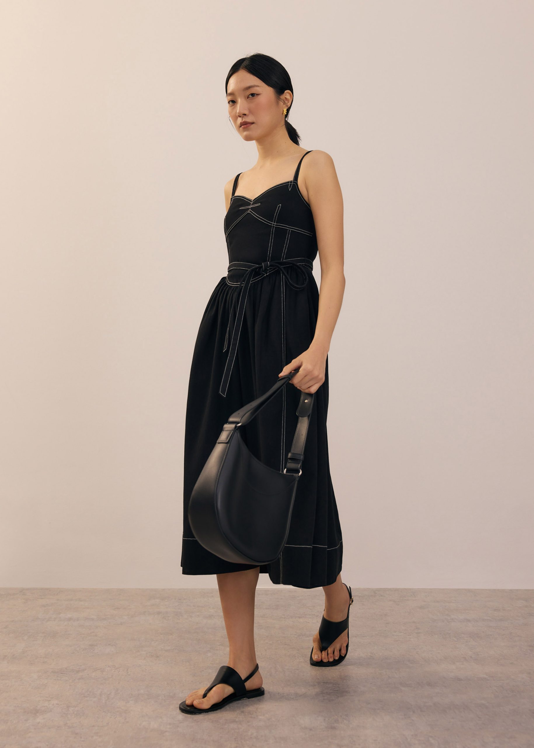 Detachable Sash Sweetheart Fit & Flare Midi Dress - Image 6