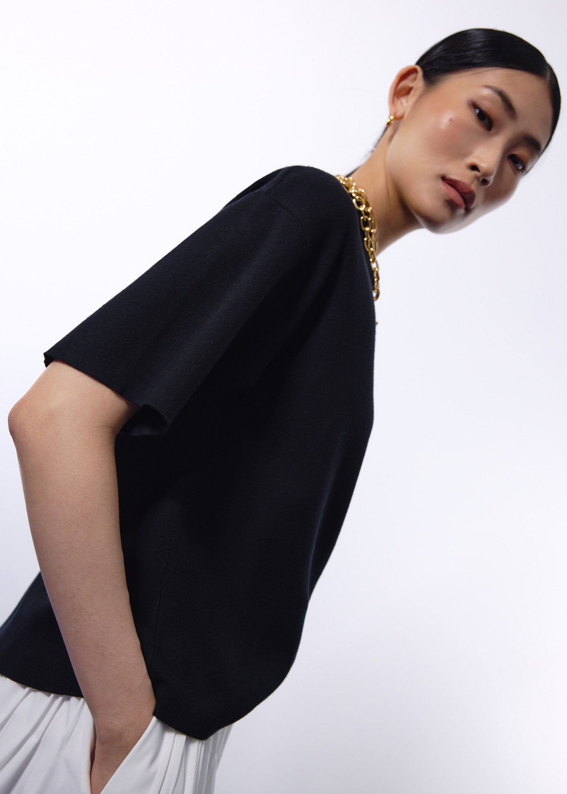 Mia Relaxed Knit Mock Neck Tee - Image 3