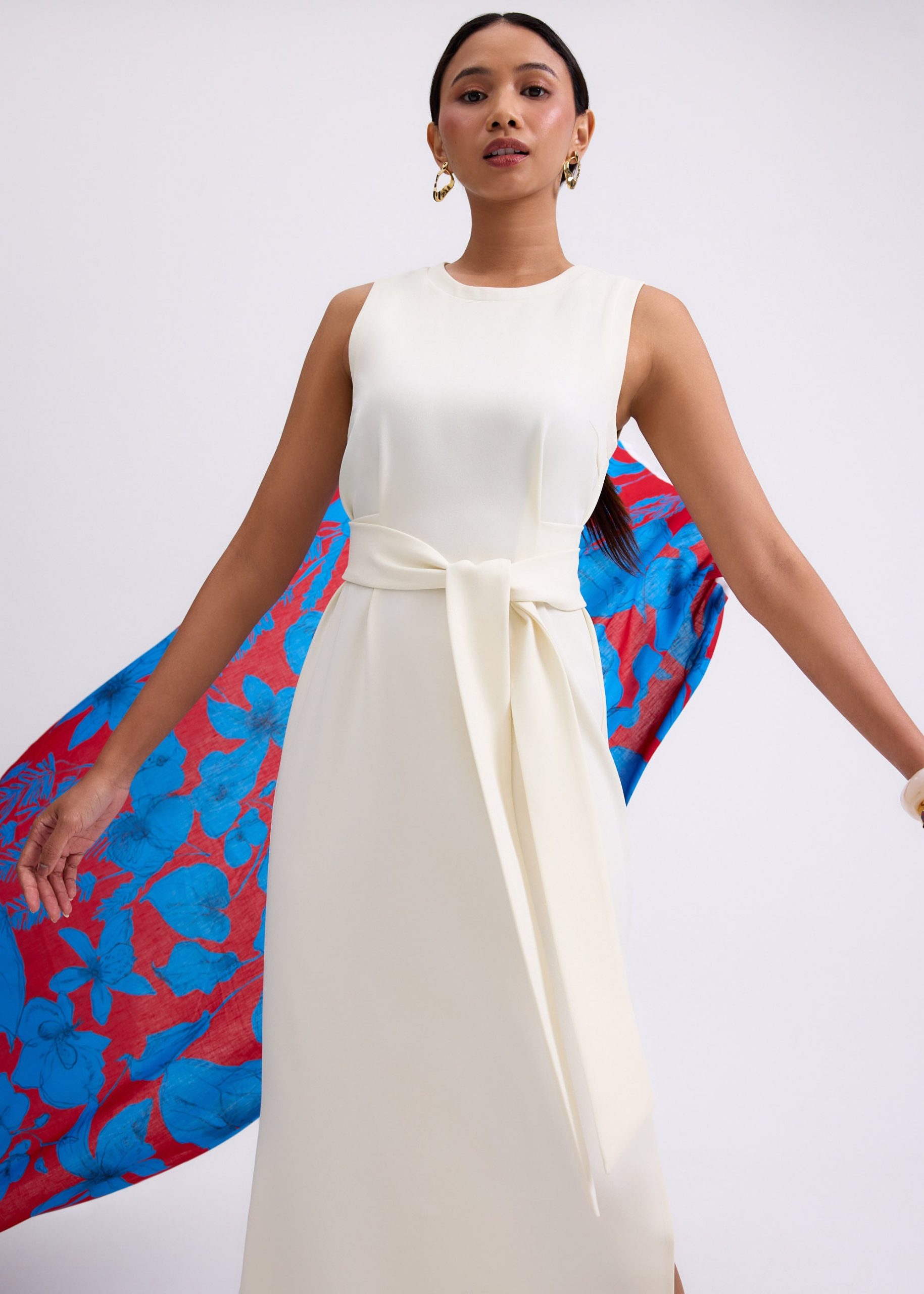 Poppy Round Neck Column Midi Dress
