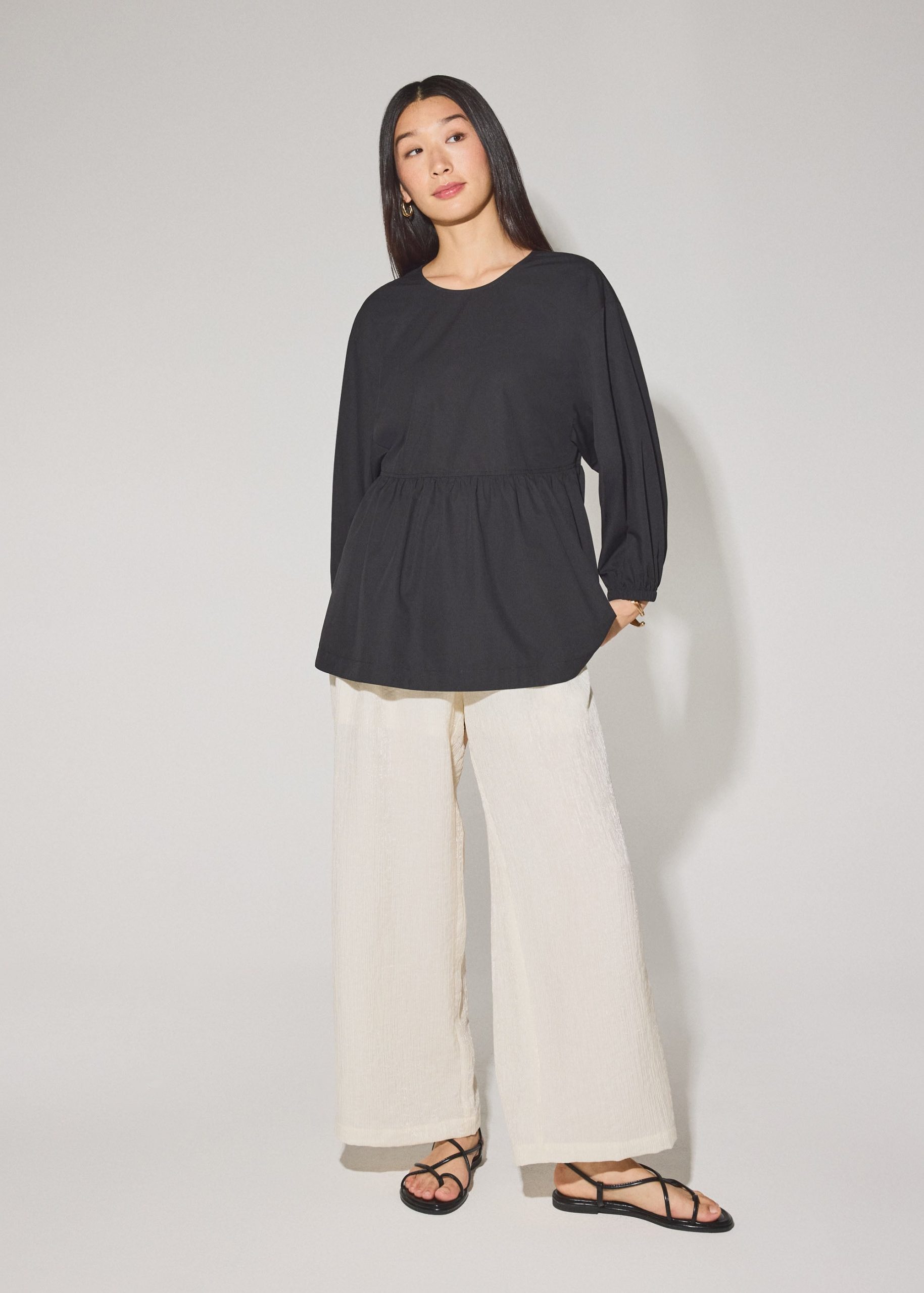 Round Neck Peplum Long Top - Image 3