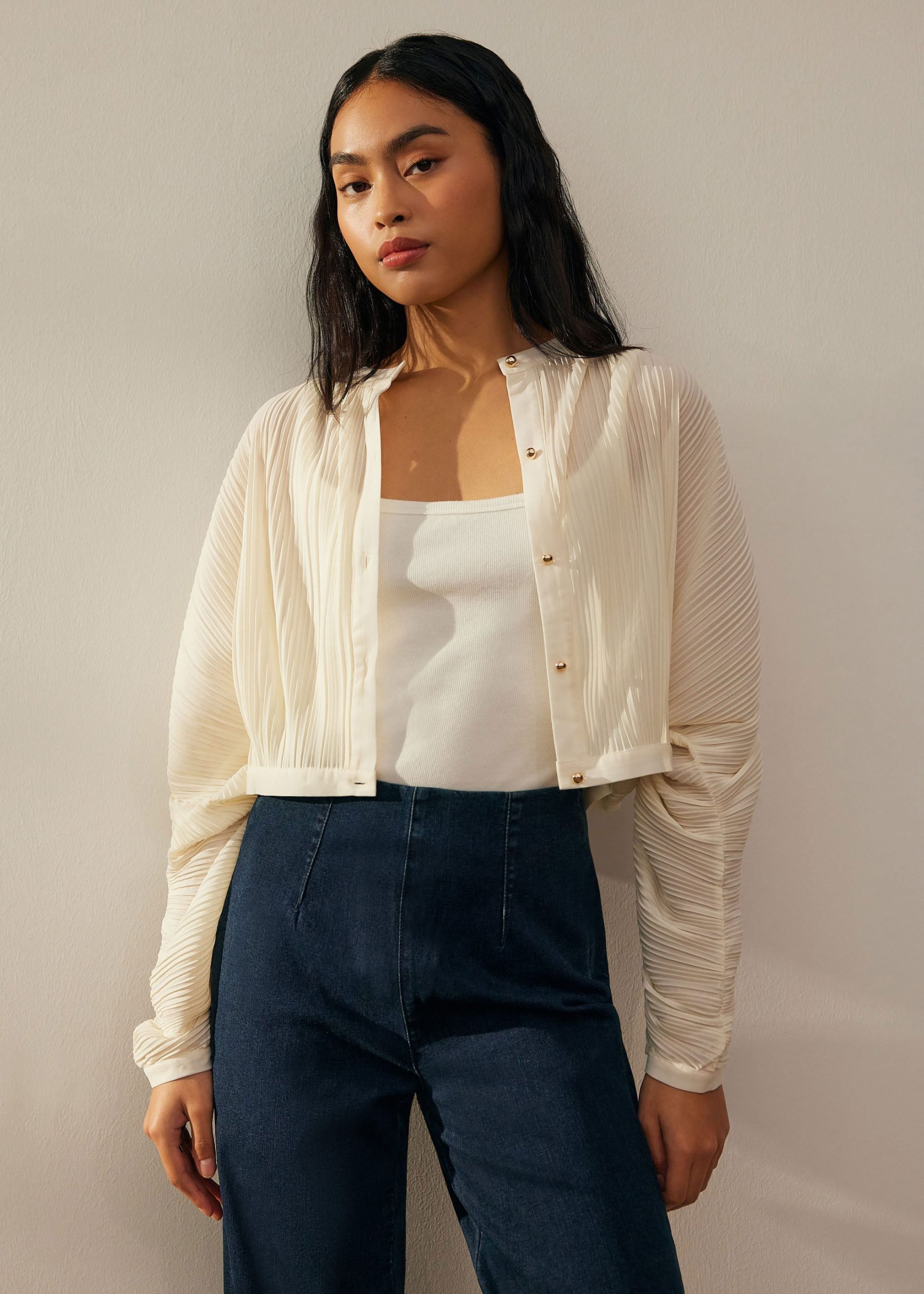 Relaxed Plisse Crop Jacket - Image 7