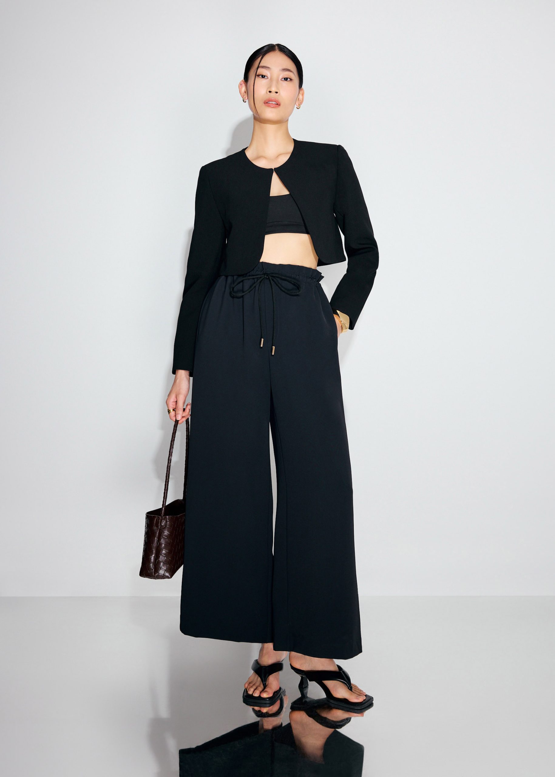 Elastic Drawstring Straight Leg Pants - Image 3
